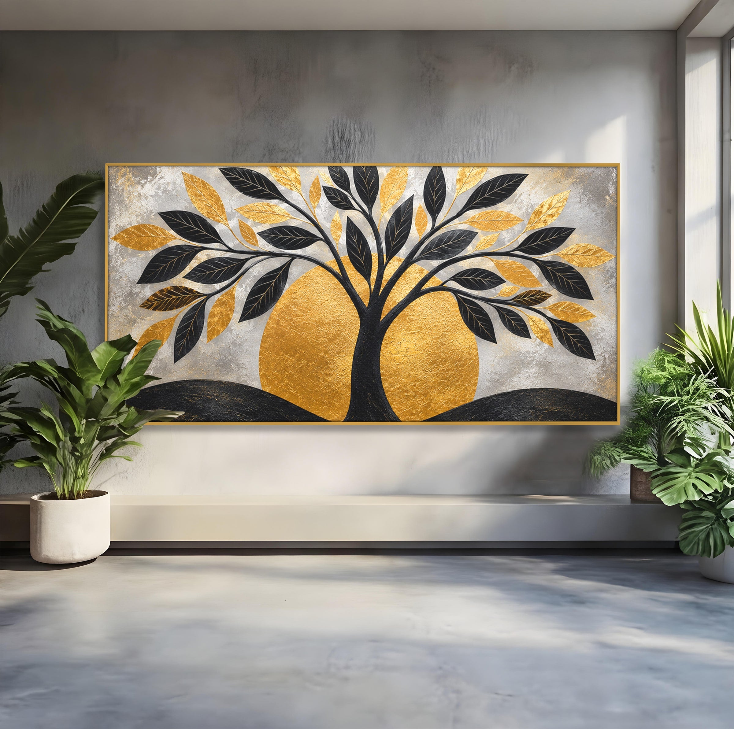 Tablou Canvas Premium LuxCanva® A1894, Copacul De Aur, Copac, Abstract, Eleganta, Natură, Living, Birou, Culori Vibrante