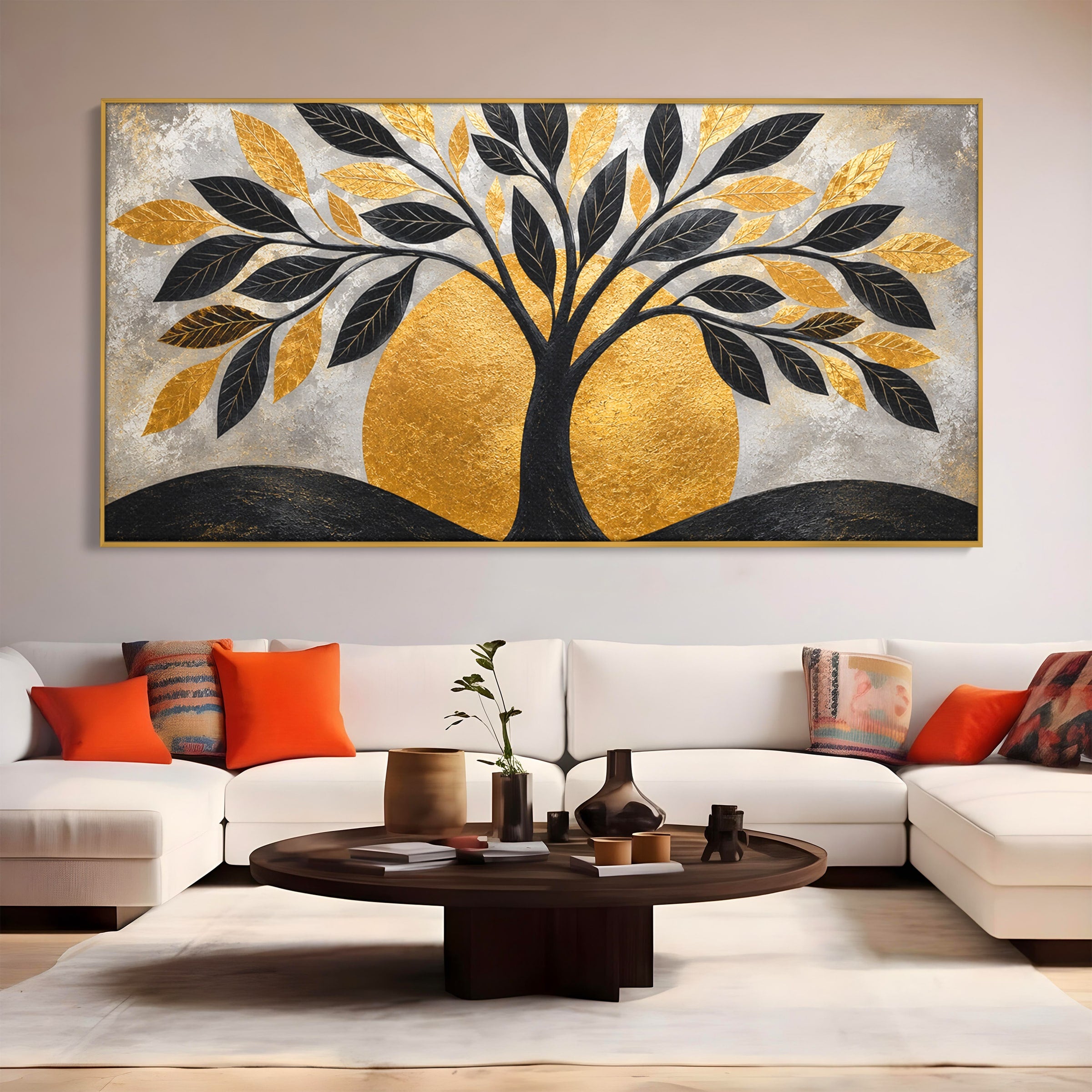 Tablou Canvas Premium LuxCanva® A1894, Copacul De Aur, Copac, Abstract, Eleganta, Natură, Living, Birou, Culori Vibrante