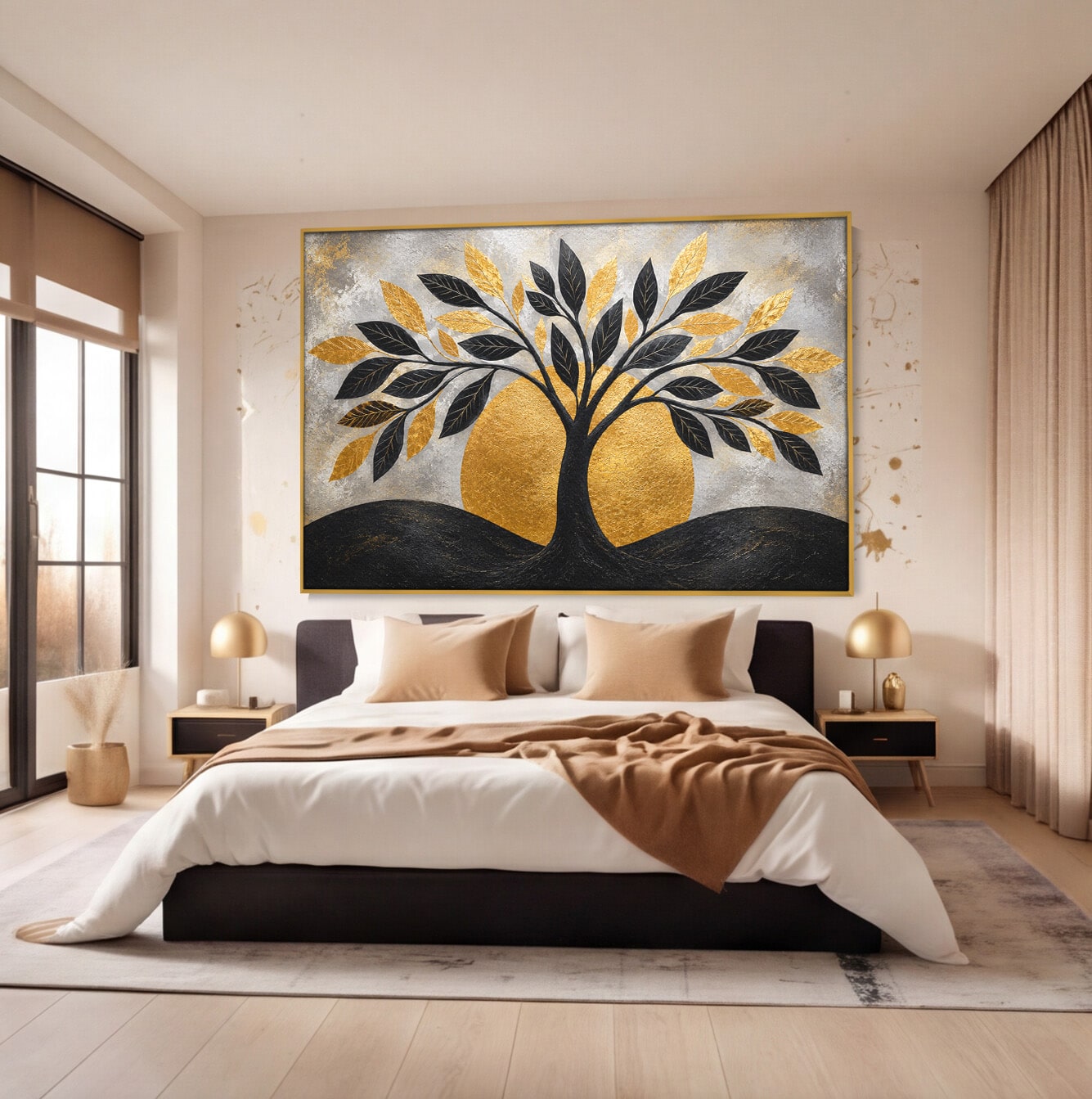 Tablou Canvas Premium LuxCanva® A1894, Copacul De Aur, Copac, Abstract, Eleganta, Natură, Living, Birou, Culori Vibrante