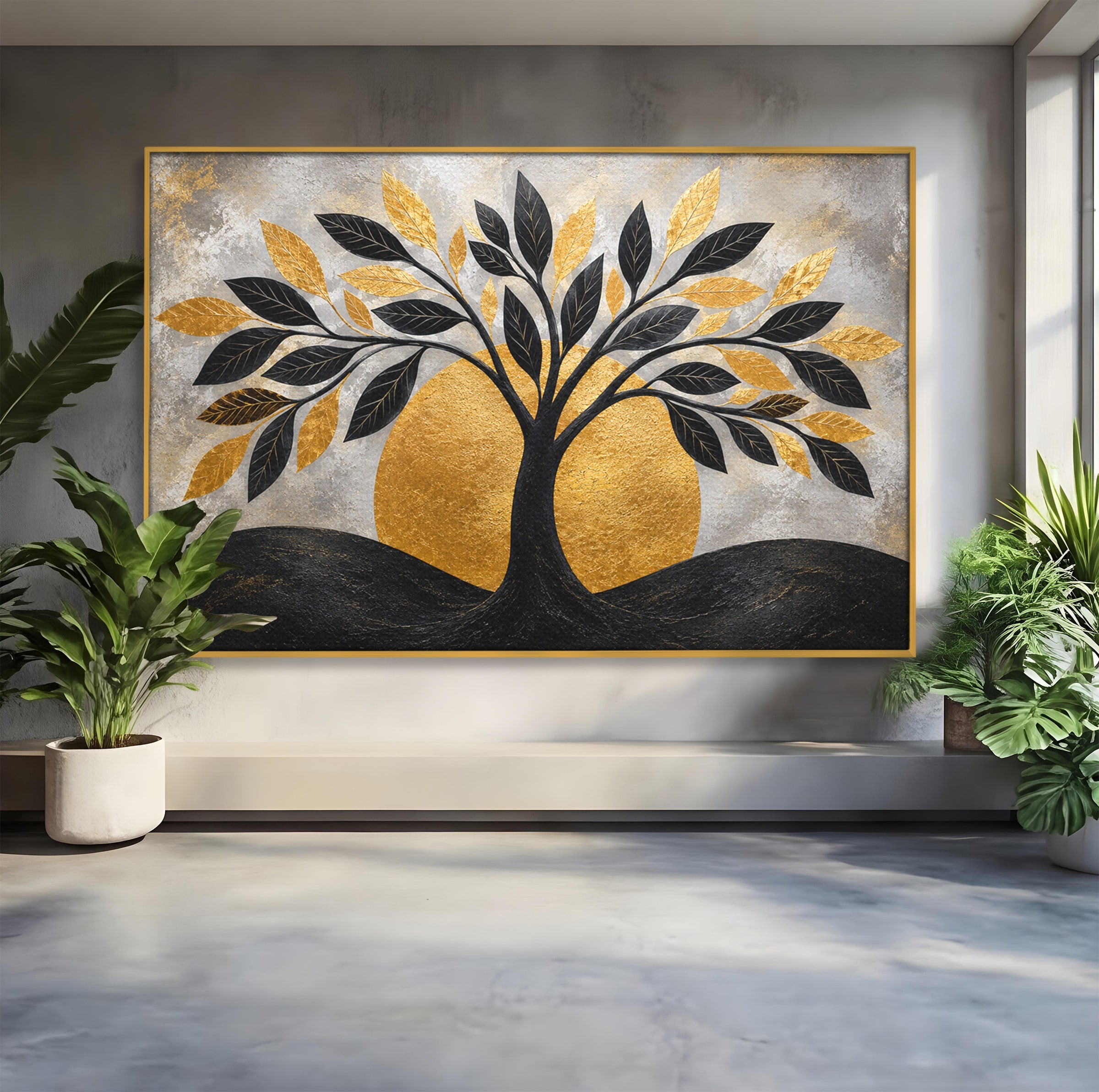 Tablou Canvas Premium LuxCanva® A1894, Copacul De Aur, Copac, Abstract, Eleganta, Natură, Living, Birou, Culori Vibrante