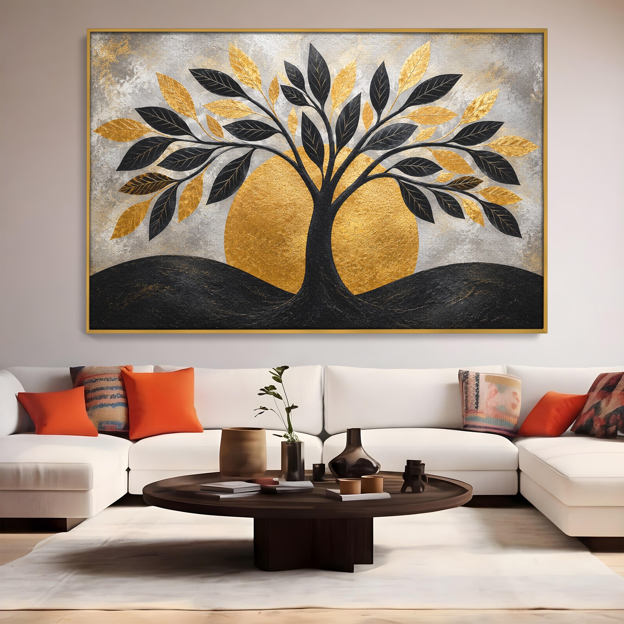 Tablou Canvas Premium LuxCanva® A1894, Copacul De Aur, Copac, Abstract, Eleganta, Natură, Living, Birou, Culori Vibrante