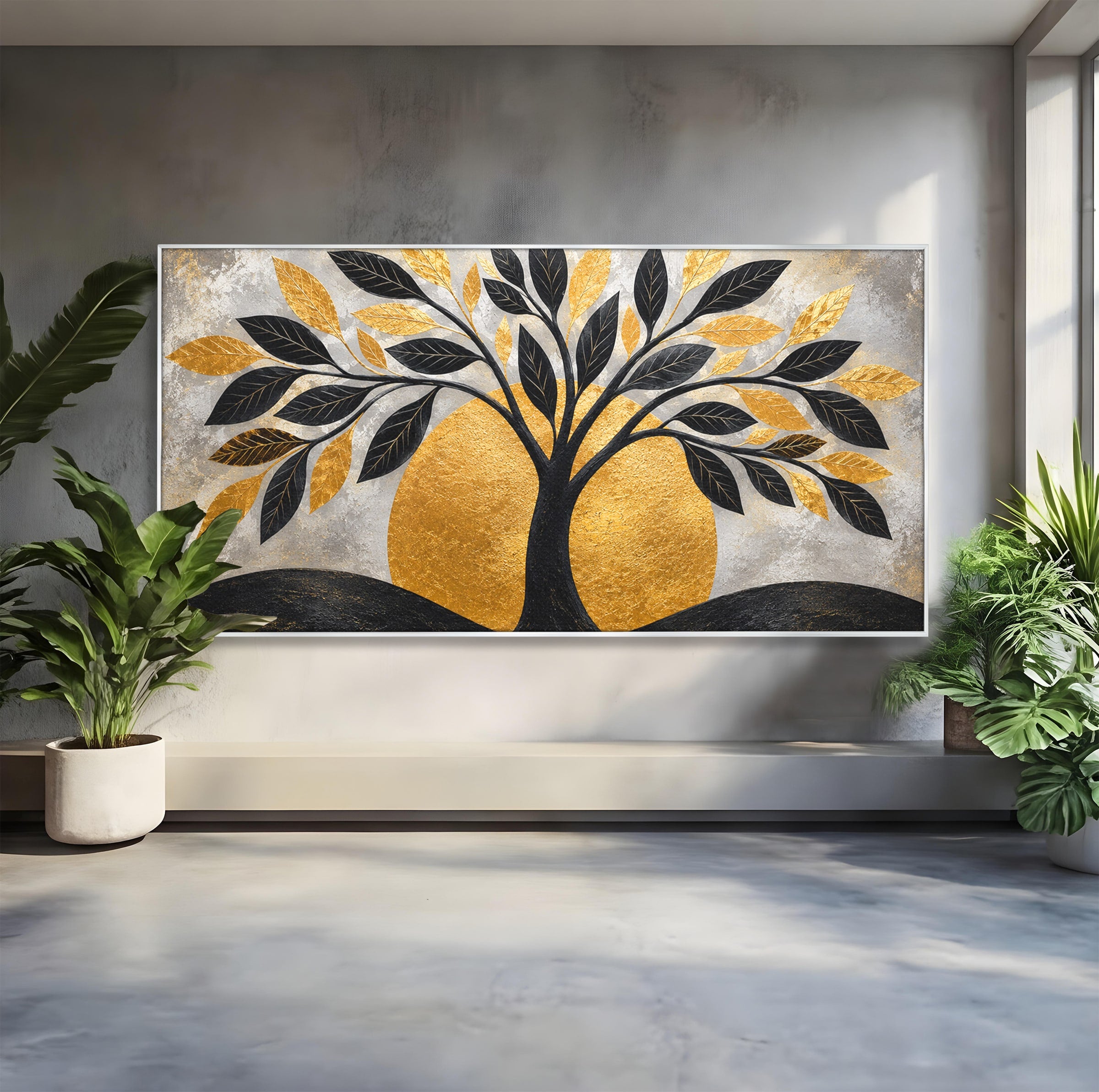 Tablou Canvas Premium LuxCanva® A1894, Copacul De Aur, Copac, Abstract, Eleganta, Natură, Living, Birou, Culori Vibrante
