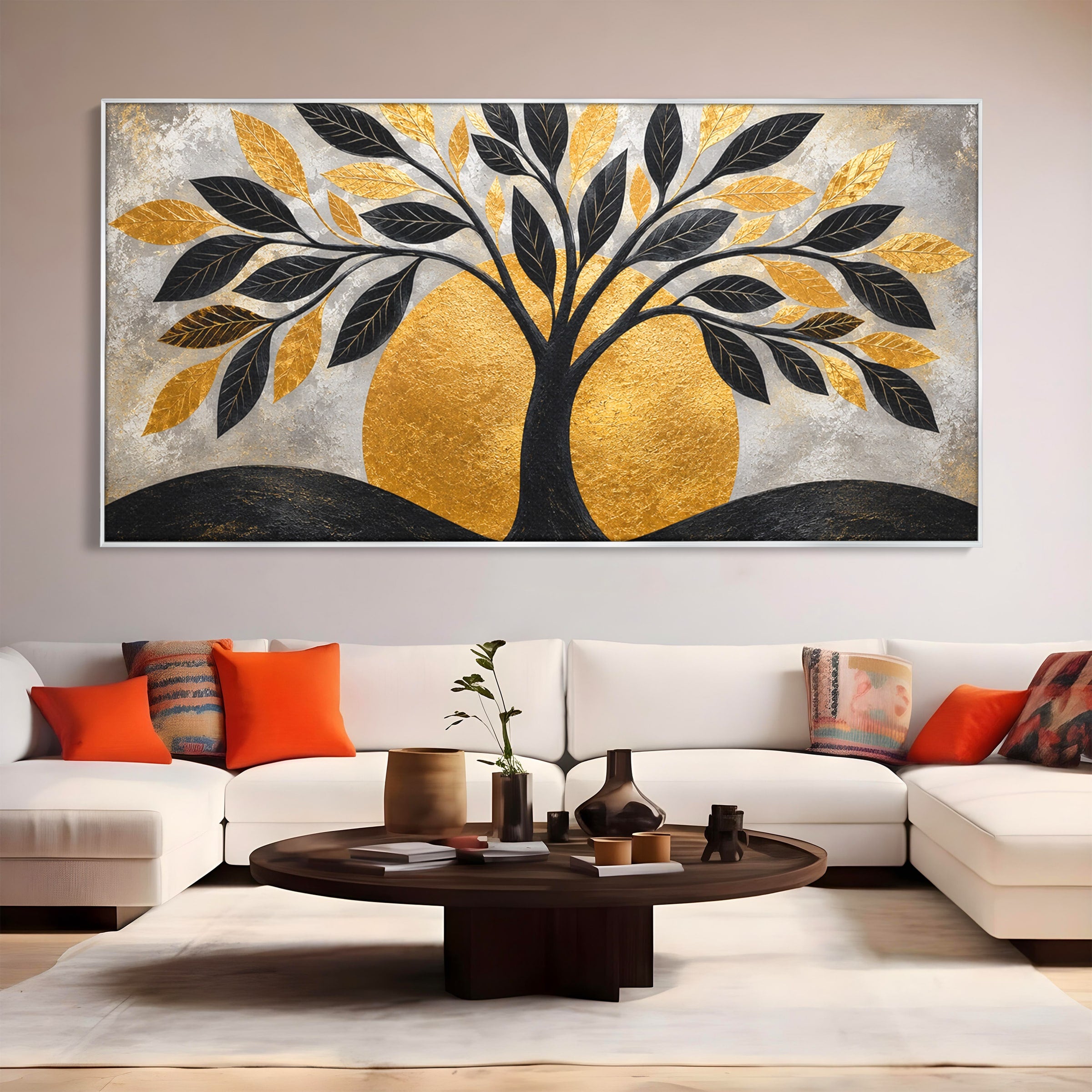 Tablou Canvas Premium LuxCanva® A1894, Copacul De Aur, Copac, Abstract, Eleganta, Natură, Living, Birou, Culori Vibrante