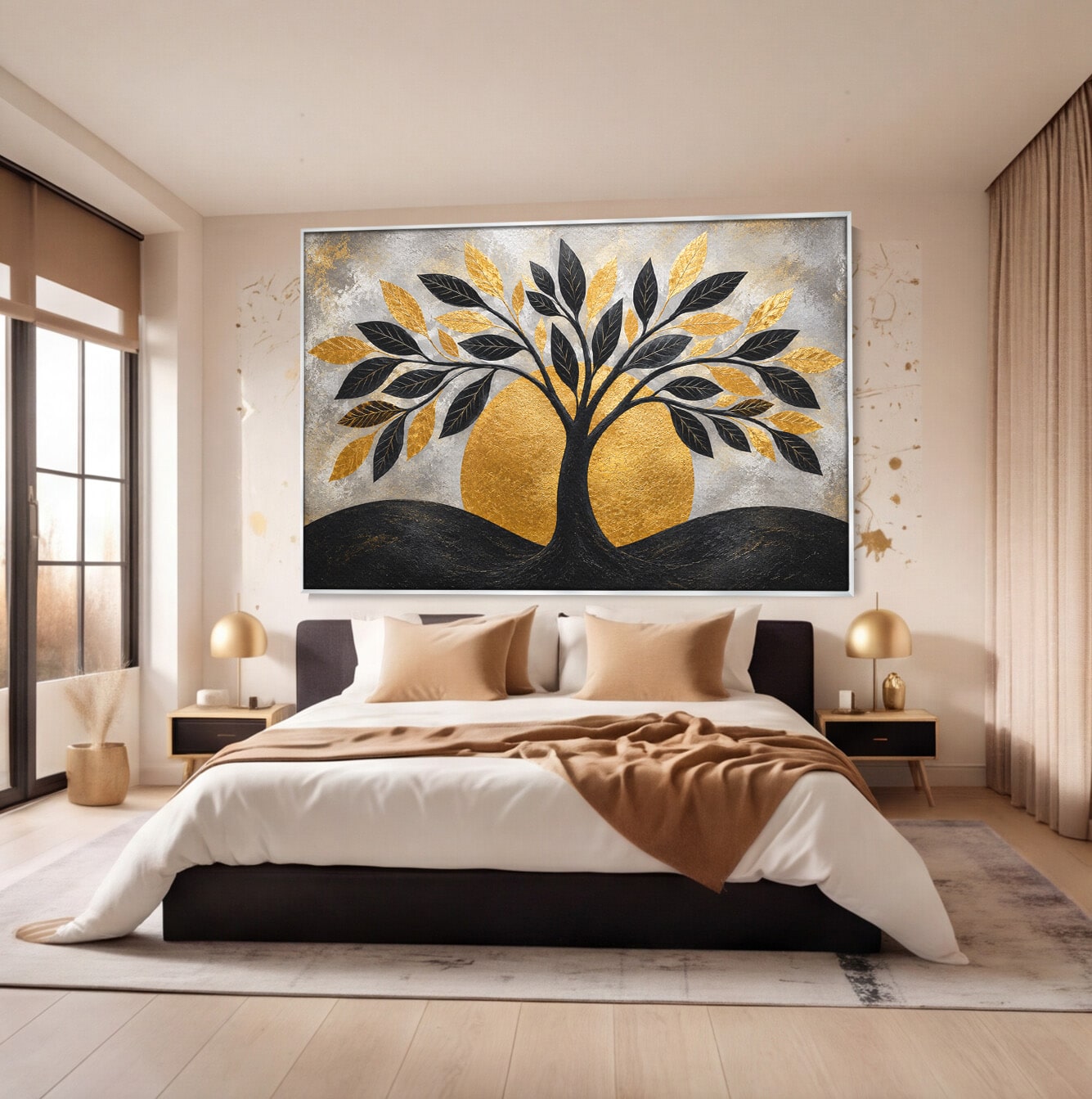 Tablou Canvas Premium LuxCanva® A1894, Copacul De Aur, Copac, Abstract, Eleganta, Natură, Living, Birou, Culori Vibrante