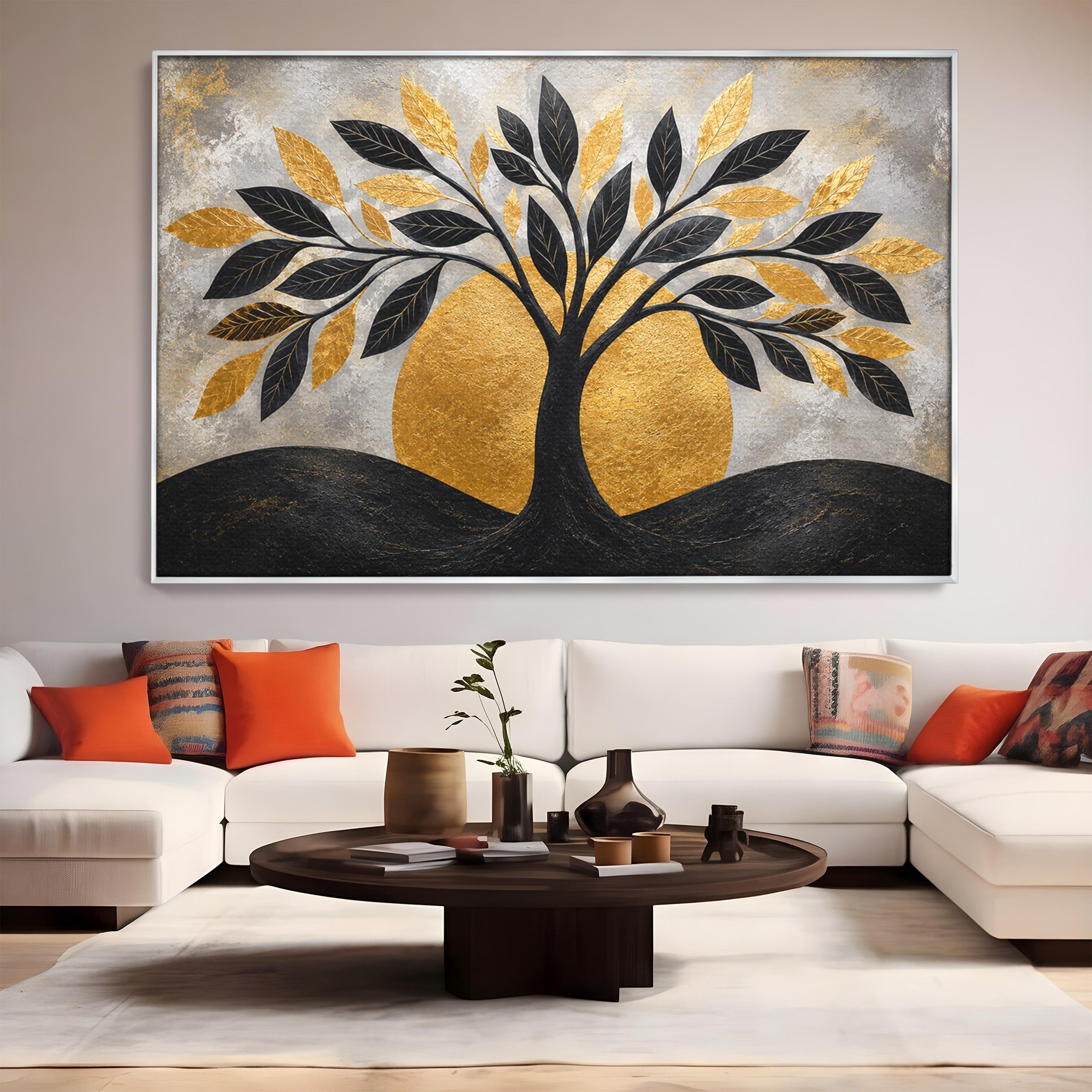 Tablou Canvas Premium LuxCanva® A1894, Copacul De Aur, Copac, Abstract, Eleganta, Natură, Living, Birou, Culori Vibrante