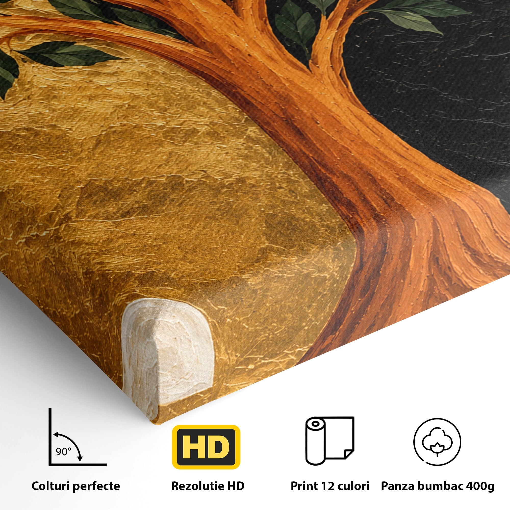 Tablou Canvas Premium LuxCanva® A1895, Arborele Vietii, Arbore, Silhouette, Dualitate, Simbolism, Living, Culori Vibrante