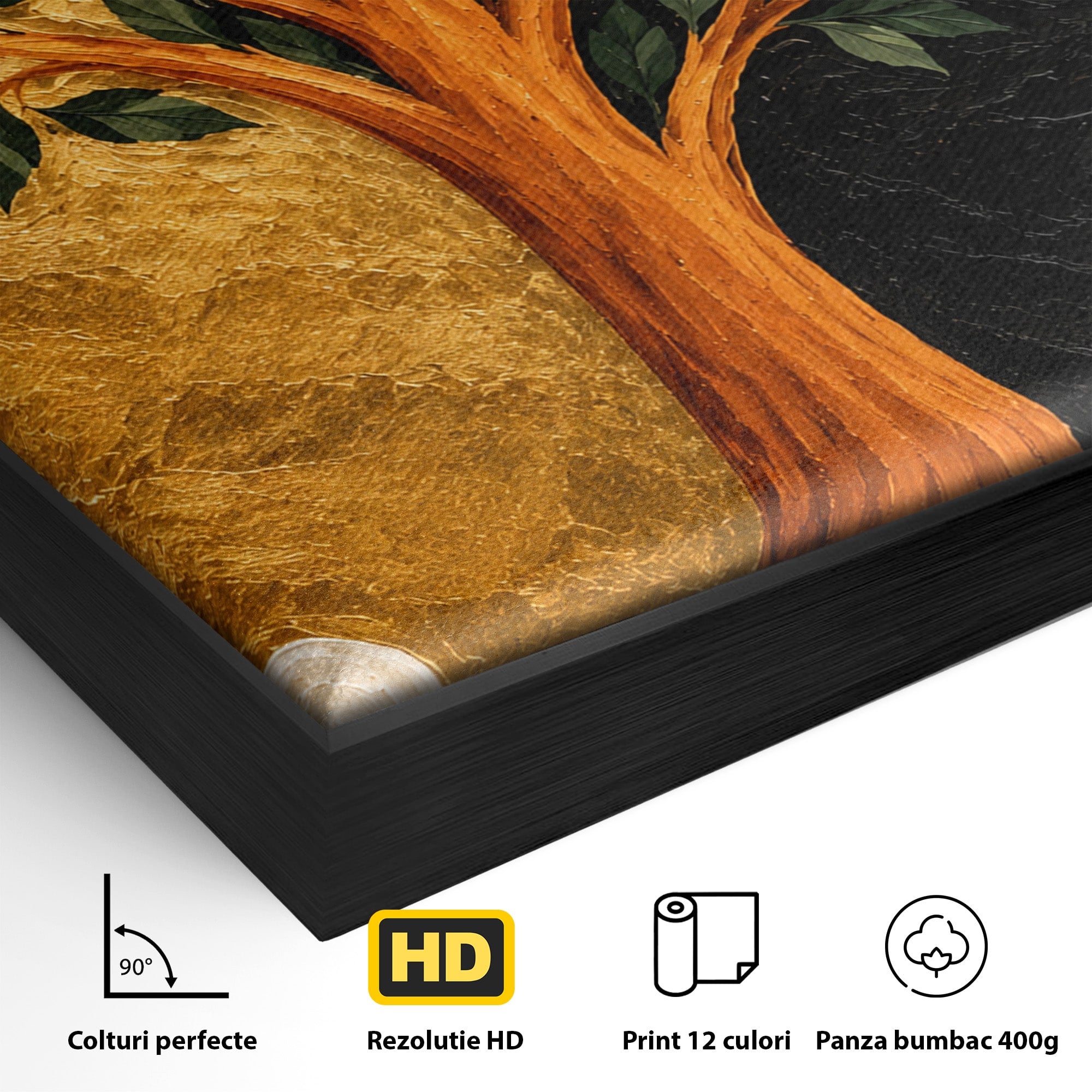 Tablou Canvas Premium LuxCanva® A1895, Arborele Vietii, Arbore, Silhouette, Dualitate, Simbolism, Living, Culori Vibrante