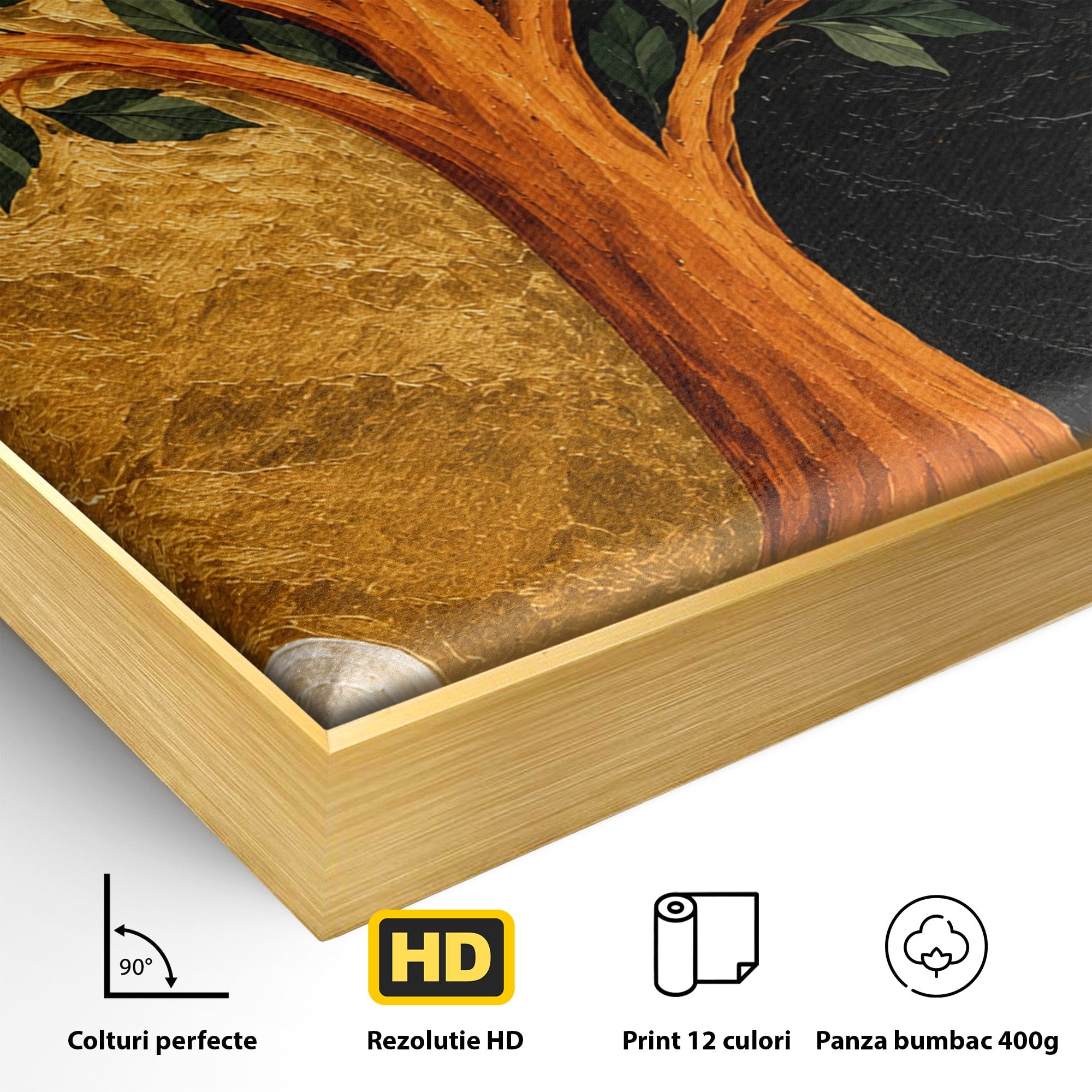 Tablou Canvas Premium LuxCanva® A1895, Arborele Vietii, Arbore, Silhouette, Dualitate, Simbolism, Living, Culori Vibrante