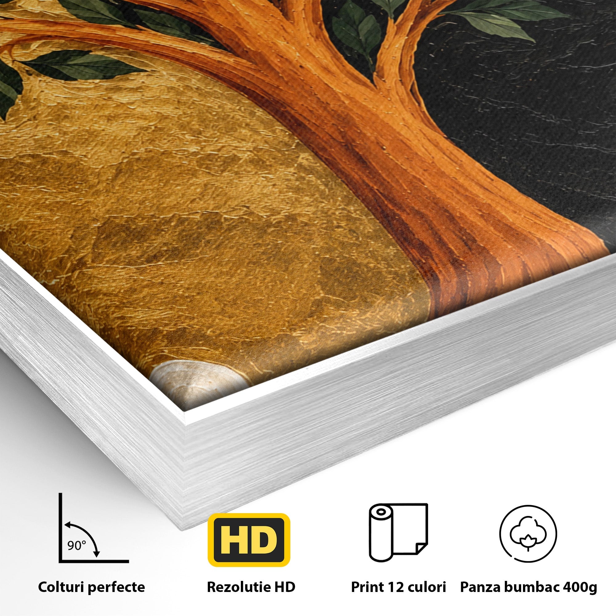 Tablou Canvas Premium LuxCanva® A1895, Arborele Vietii, Arbore, Silhouette, Dualitate, Simbolism, Living, Culori Vibrante
