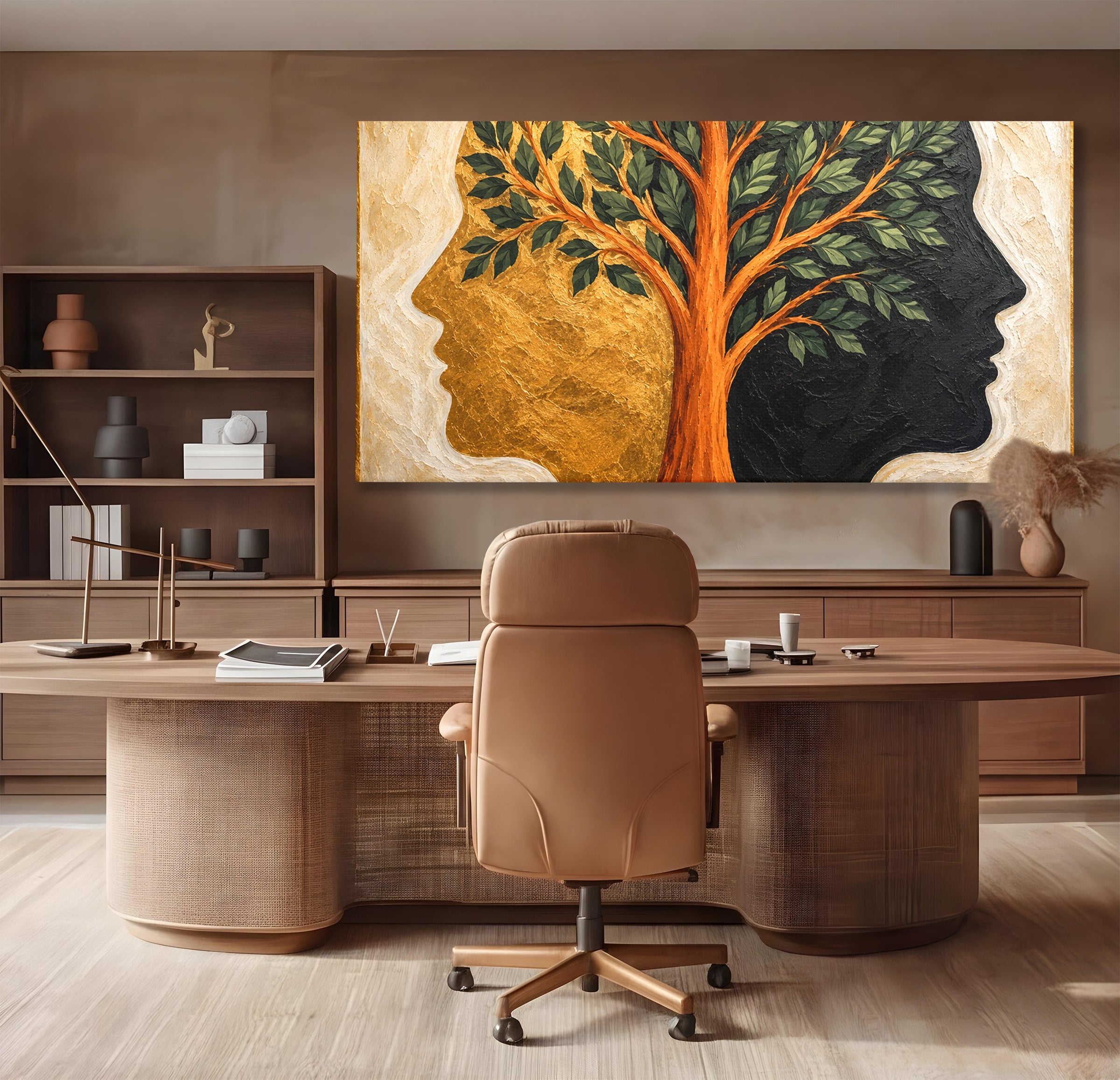 Tablou Canvas Premium LuxCanva® A1895, Arborele Vietii, Arbore, Silhouette, Dualitate, Simbolism, Living, Culori Vibrante