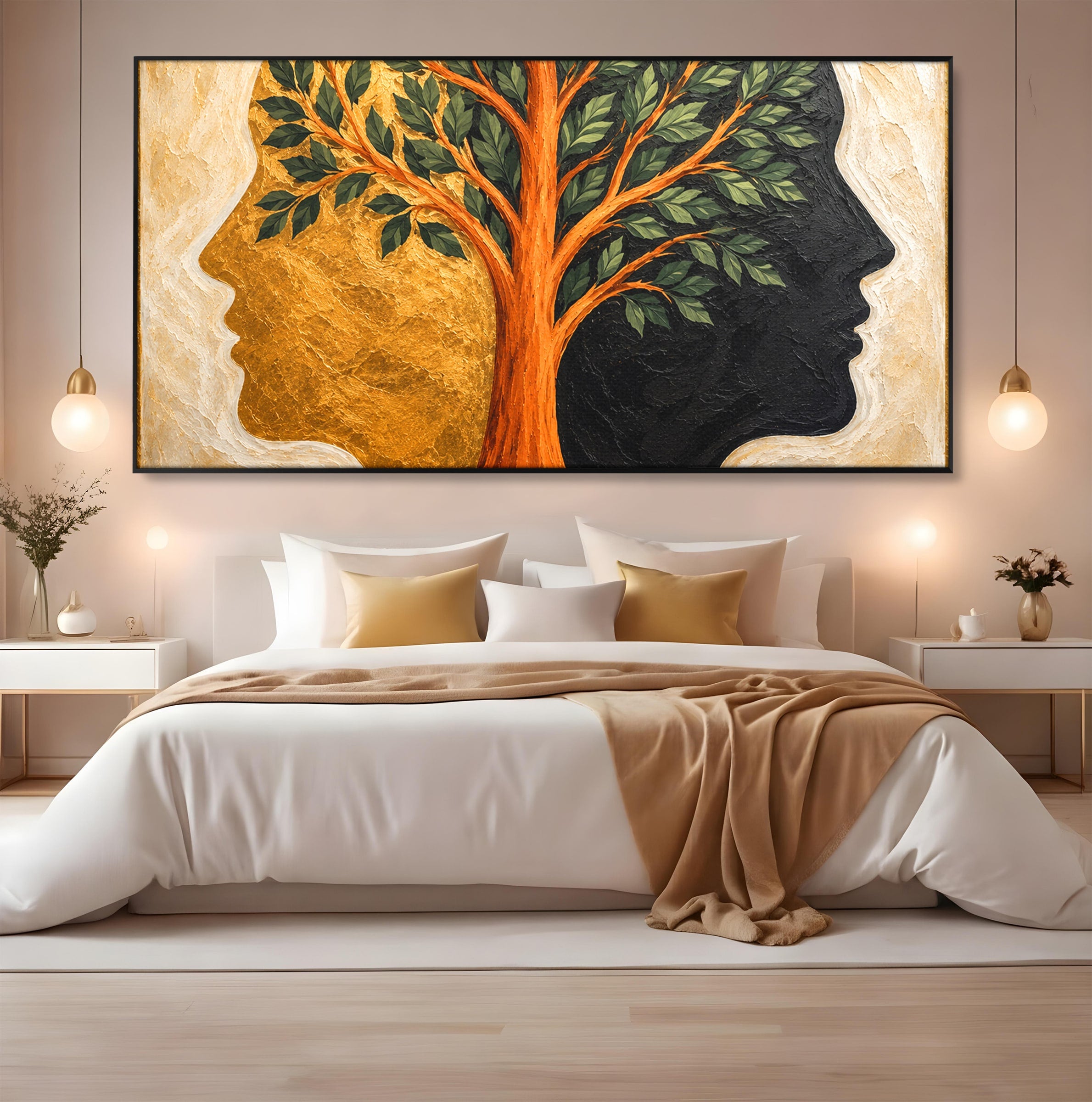 Tablou Canvas Premium LuxCanva® A1895, Arborele Vietii, Arbore, Silhouette, Dualitate, Simbolism, Living, Culori Vibrante