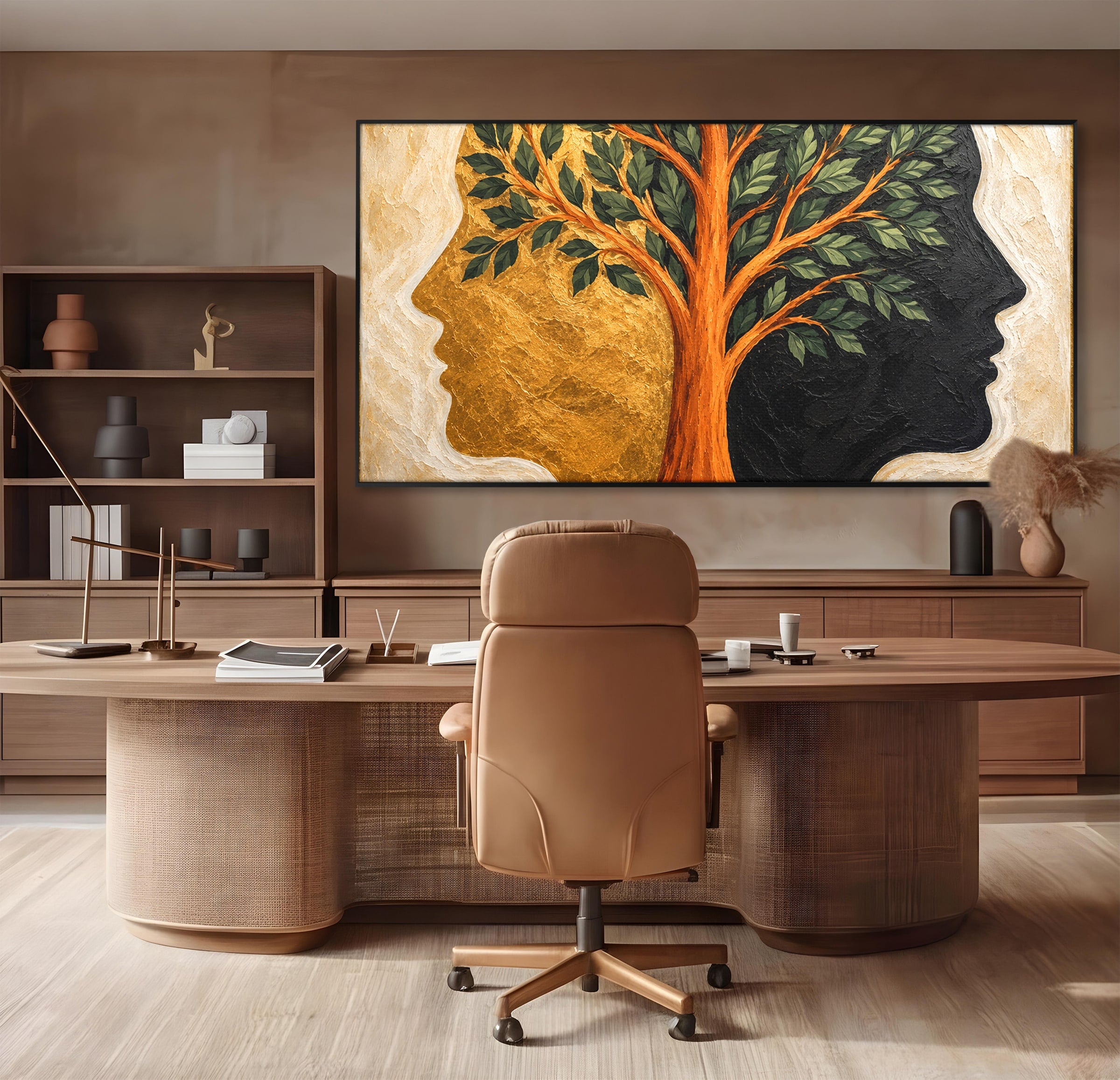 Tablou Canvas Premium LuxCanva® A1895, Arborele Vietii, Arbore, Silhouette, Dualitate, Simbolism, Living, Culori Vibrante