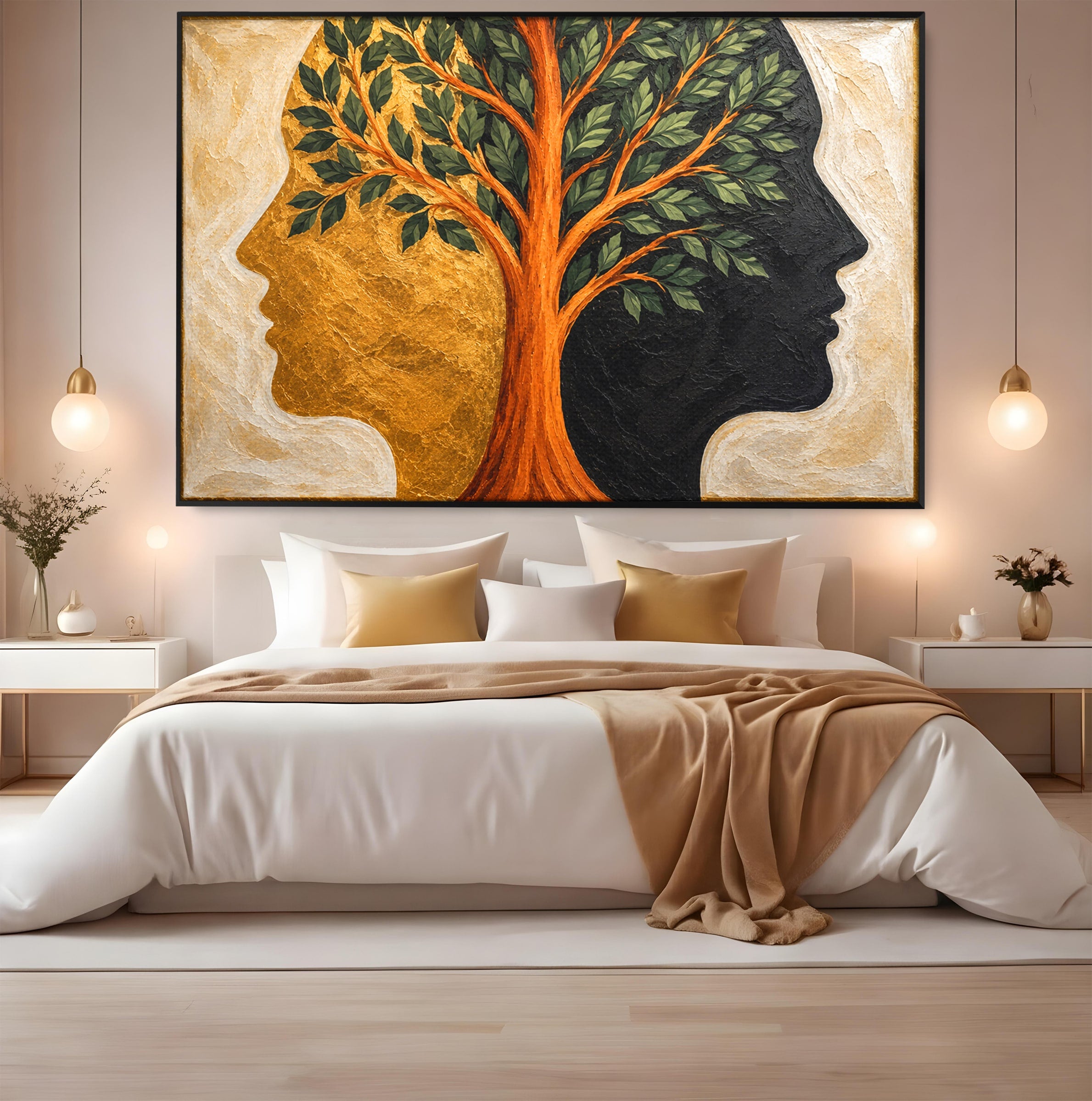 Tablou Canvas Premium LuxCanva® A1895, Arborele Vietii, Arbore, Silhouette, Dualitate, Simbolism, Living, Culori Vibrante