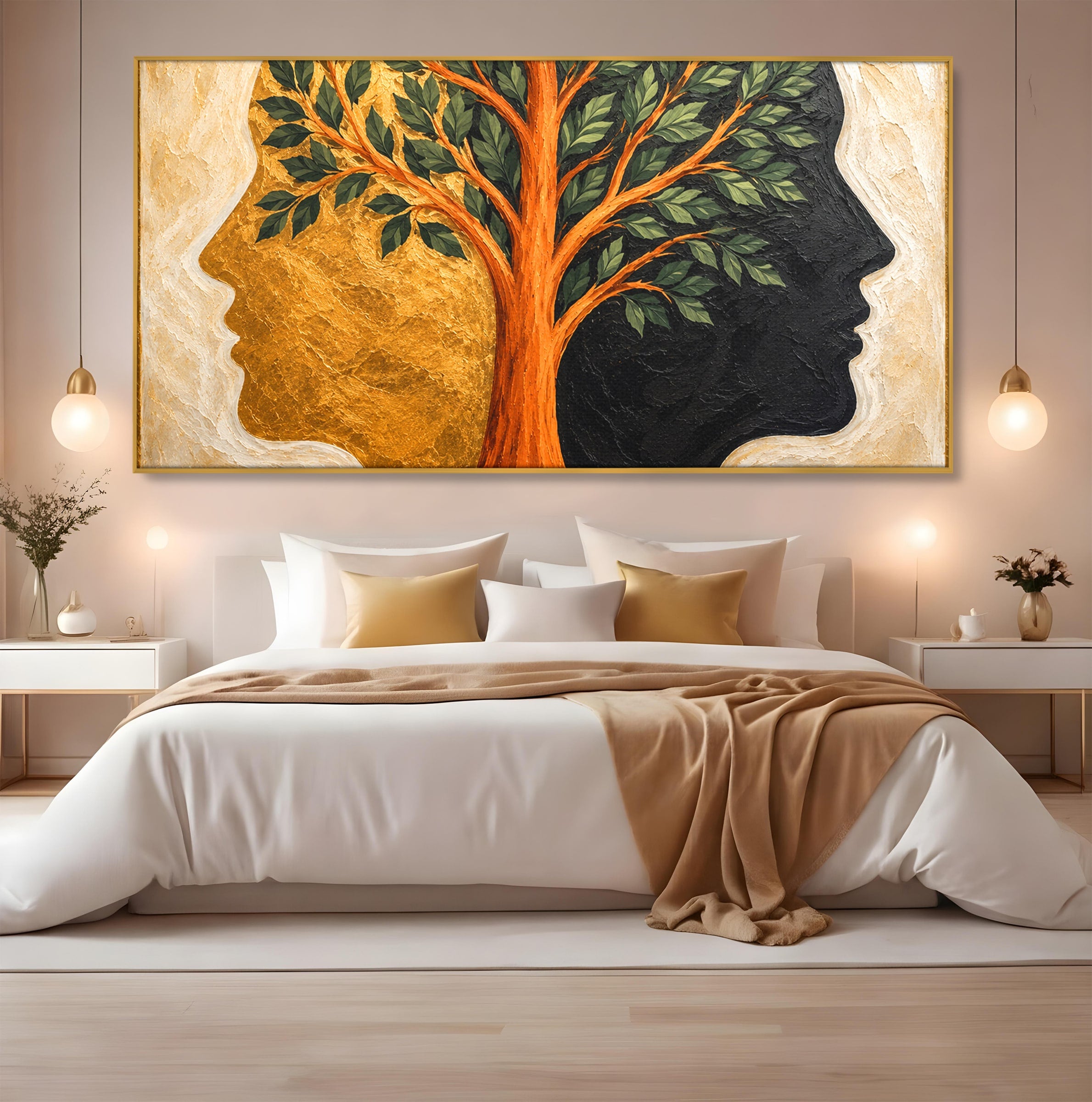 Tablou Canvas Premium LuxCanva® A1895, Arborele Vietii, Arbore, Silhouette, Dualitate, Simbolism, Living, Culori Vibrante