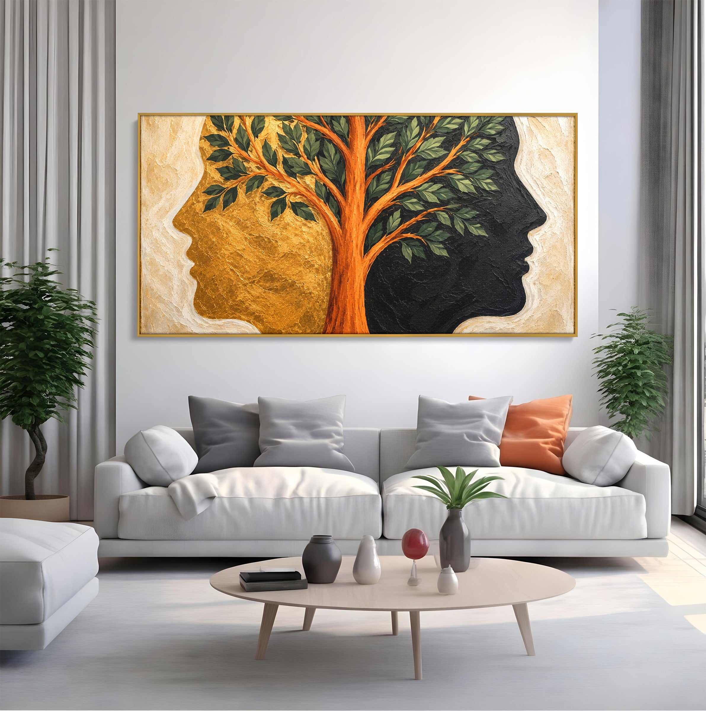 Tablou Canvas Premium LuxCanva® A1895, Arborele Vietii, Arbore, Silhouette, Dualitate, Simbolism, Living, Culori Vibrante