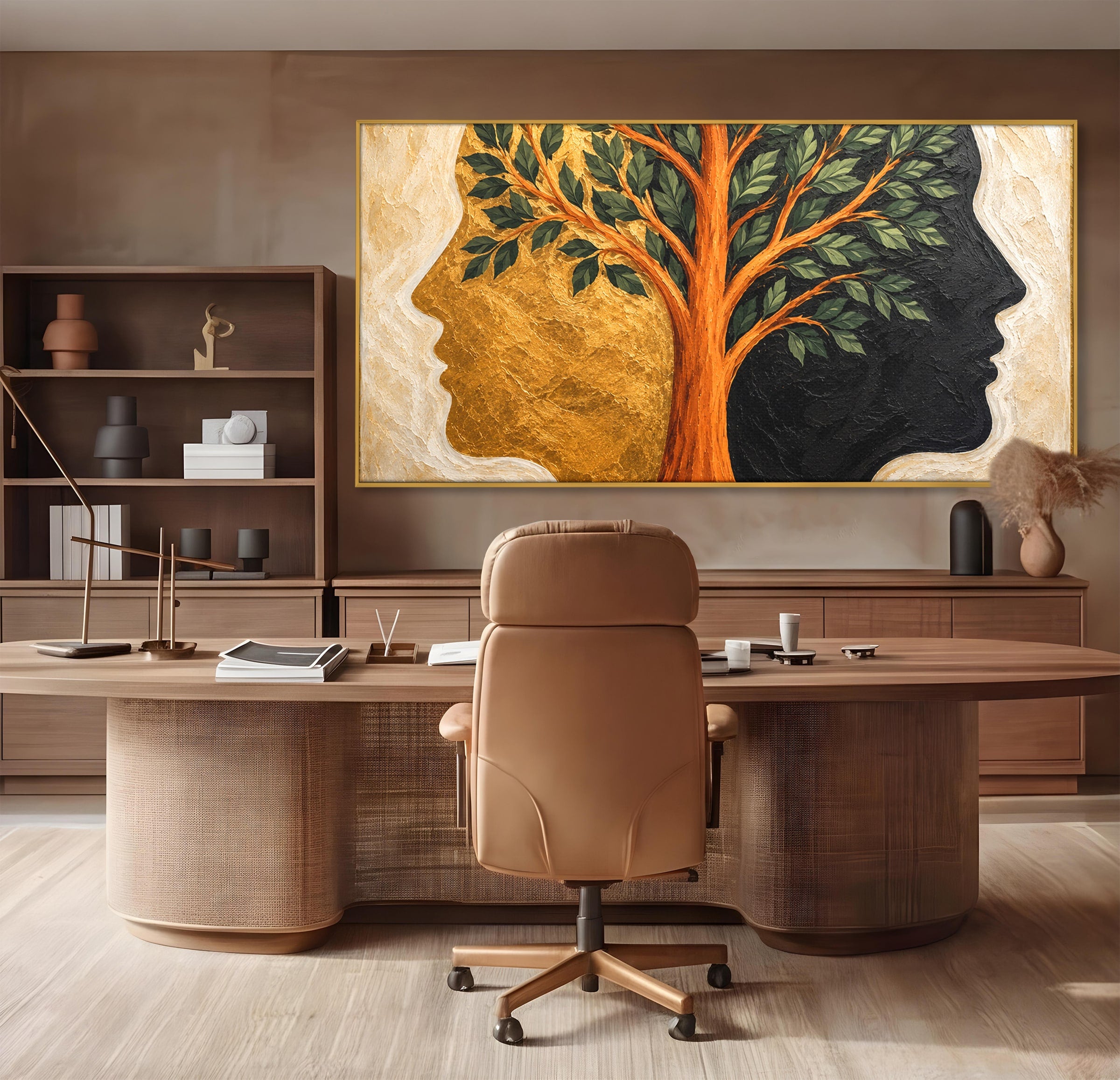 Tablou Canvas Premium LuxCanva® A1895, Arborele Vietii, Arbore, Silhouette, Dualitate, Simbolism, Living, Culori Vibrante