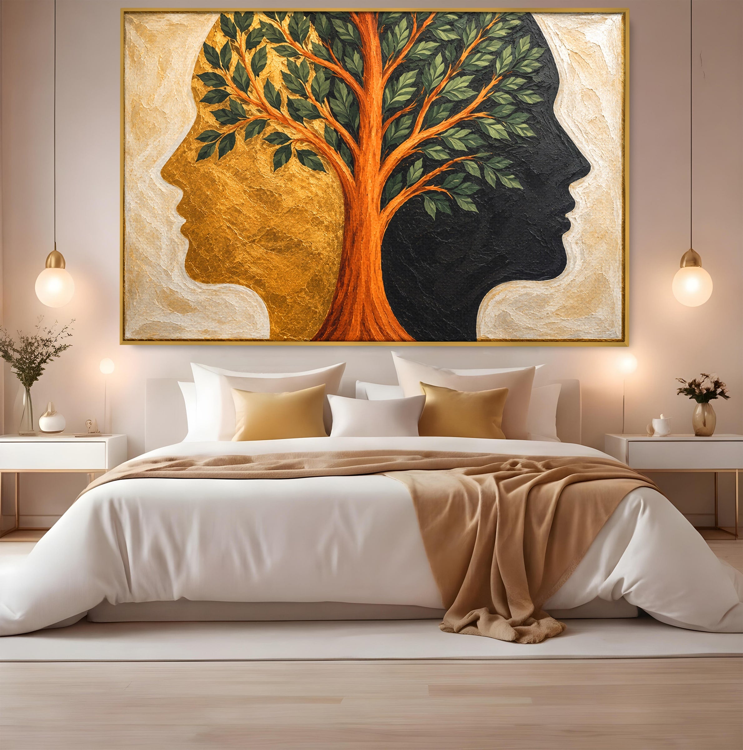 Tablou Canvas Premium LuxCanva® A1895, Arborele Vietii, Arbore, Silhouette, Dualitate, Simbolism, Living, Culori Vibrante