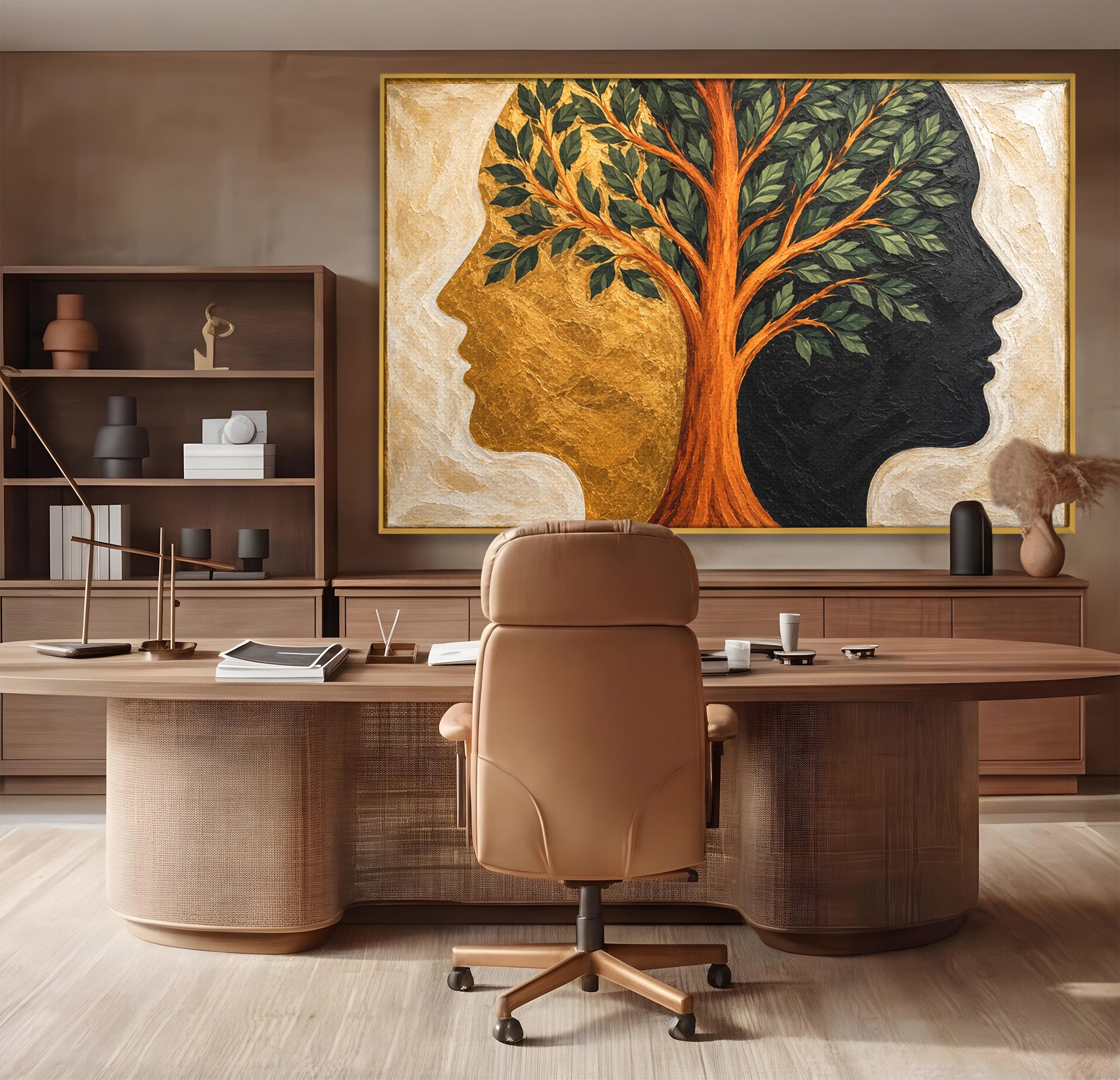 Tablou Canvas Premium LuxCanva® A1895, Arborele Vietii, Arbore, Silhouette, Dualitate, Simbolism, Living, Culori Vibrante