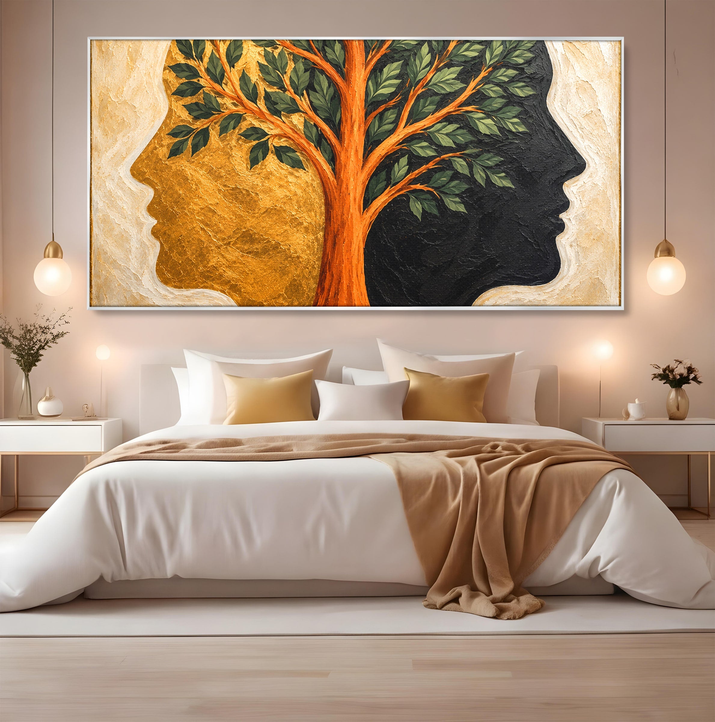 Tablou Canvas Premium LuxCanva® A1895, Arborele Vietii, Arbore, Silhouette, Dualitate, Simbolism, Living, Culori Vibrante