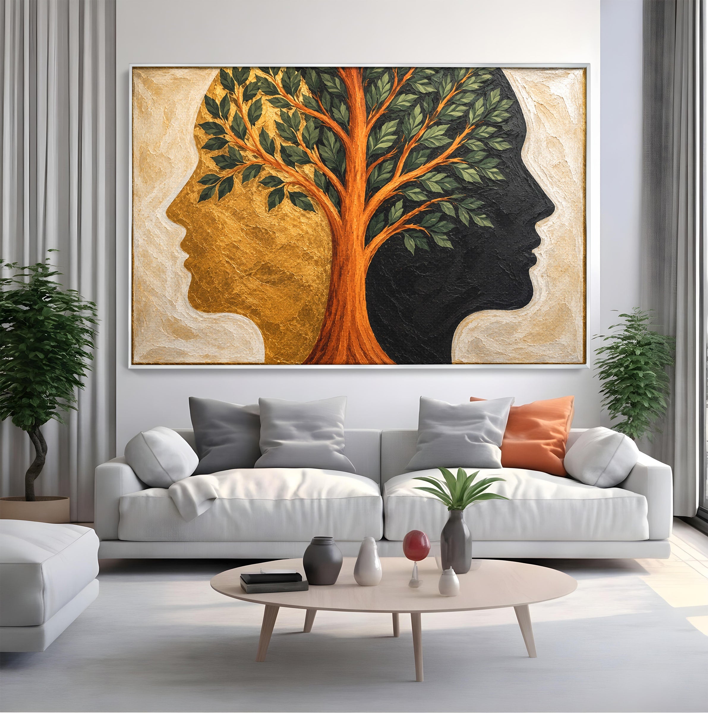 Tablou Canvas Premium LuxCanva® A1895, Arborele Vietii, Arbore, Silhouette, Dualitate, Simbolism, Living, Culori Vibrante