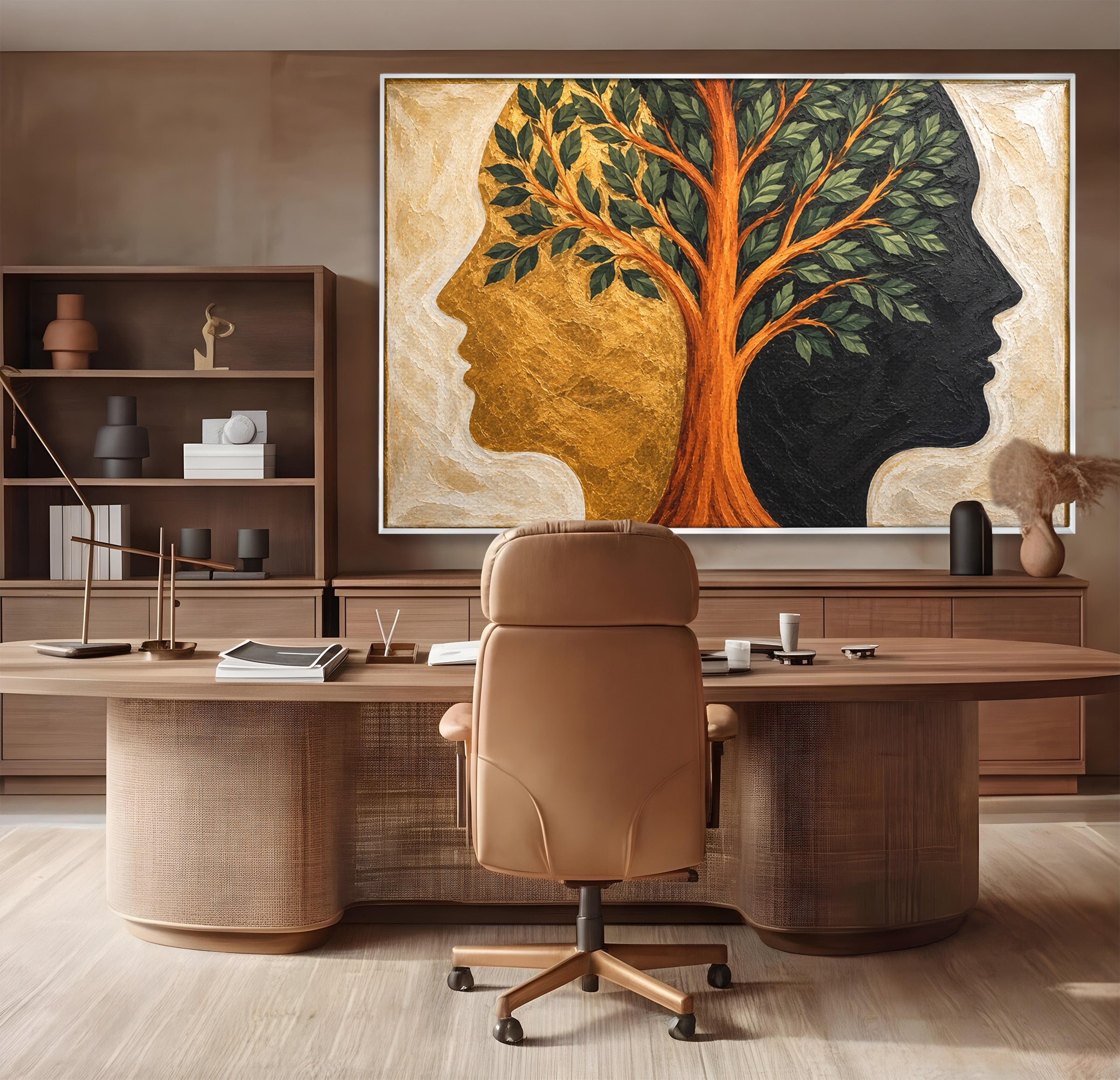 Tablou Canvas Premium LuxCanva® A1895, Arborele Vietii, Arbore, Silhouette, Dualitate, Simbolism, Living, Culori Vibrante