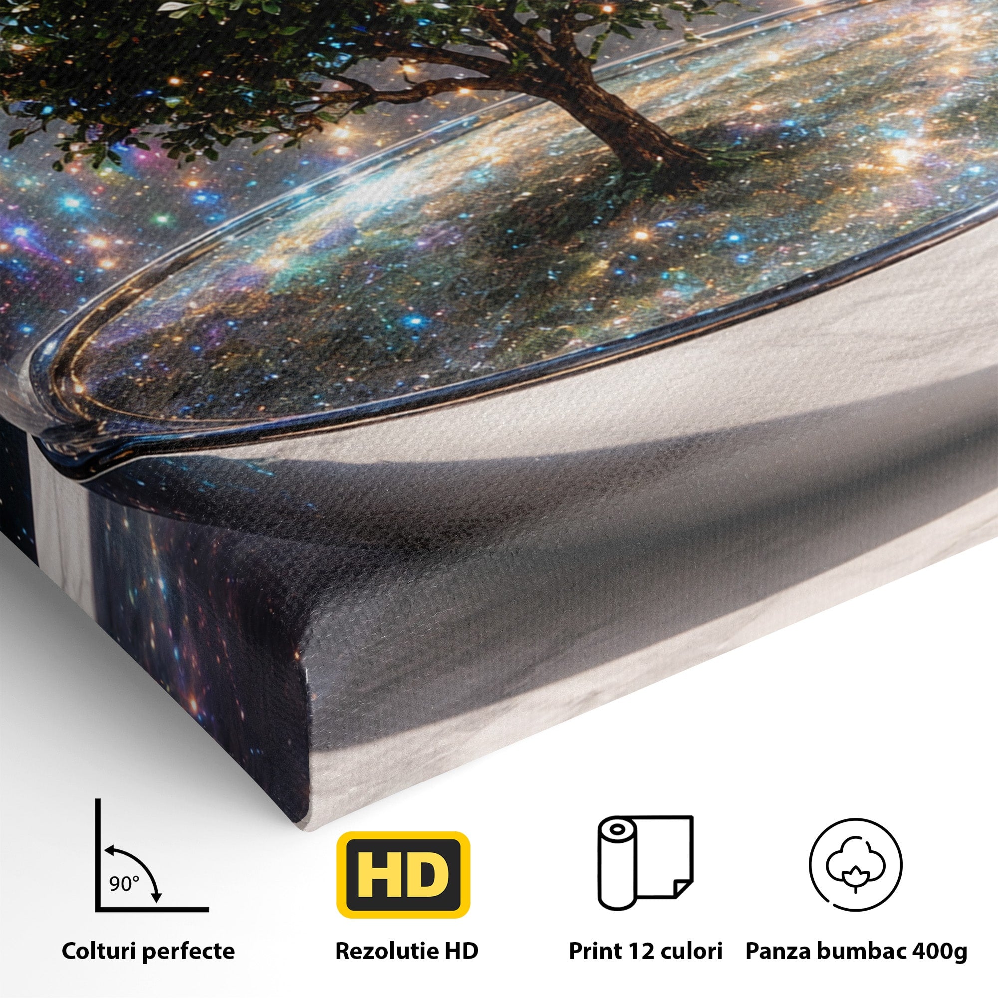 Tablou Canvas Premium LuxCanva® A1896, Copacul Cosmic, Copac, Univers, Sticla, Living, Dormitor, Fantezie, Culori Vibrante