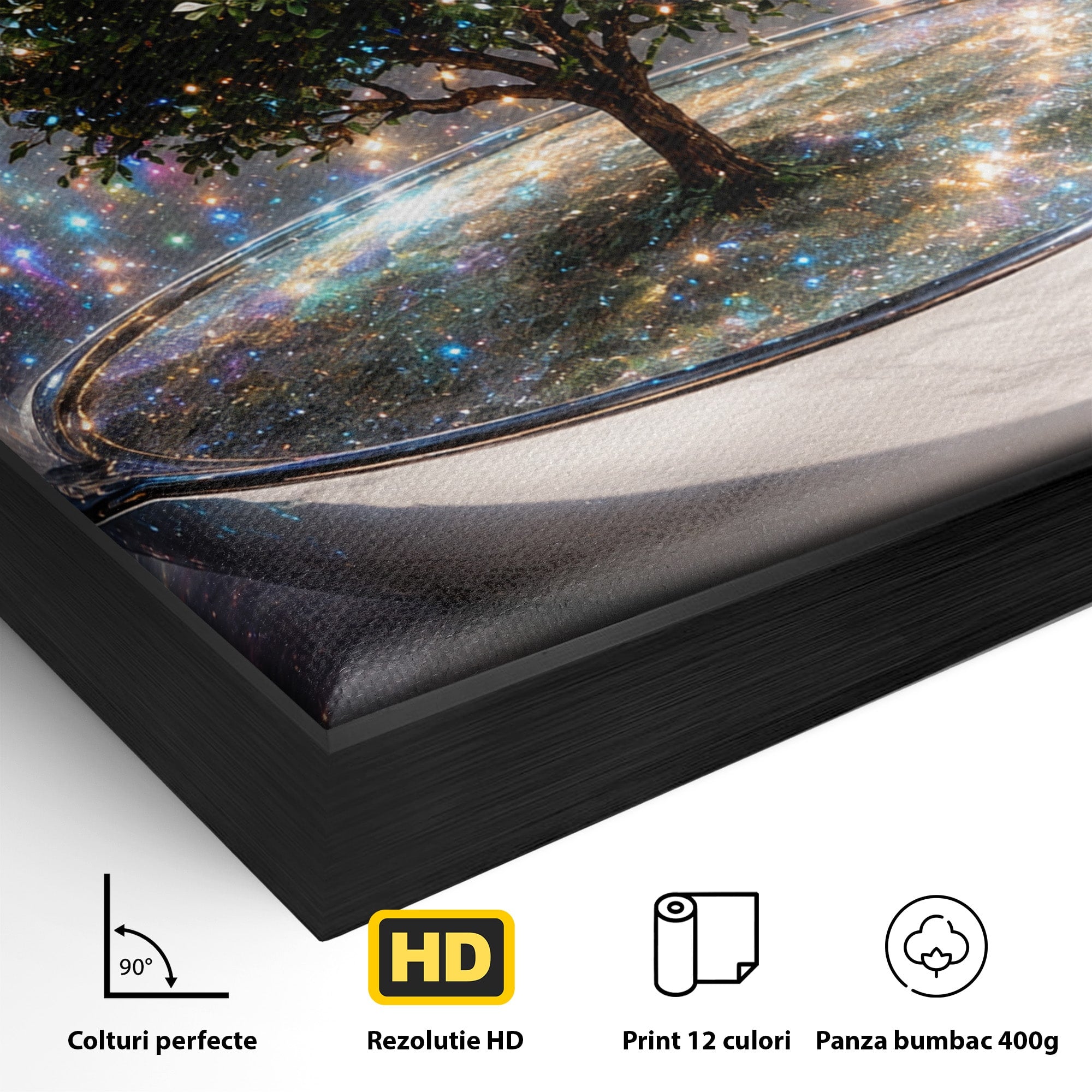 Tablou Canvas Premium LuxCanva® A1896, Copacul Cosmic, Copac, Univers, Sticla, Living, Dormitor, Fantezie, Culori Vibrante