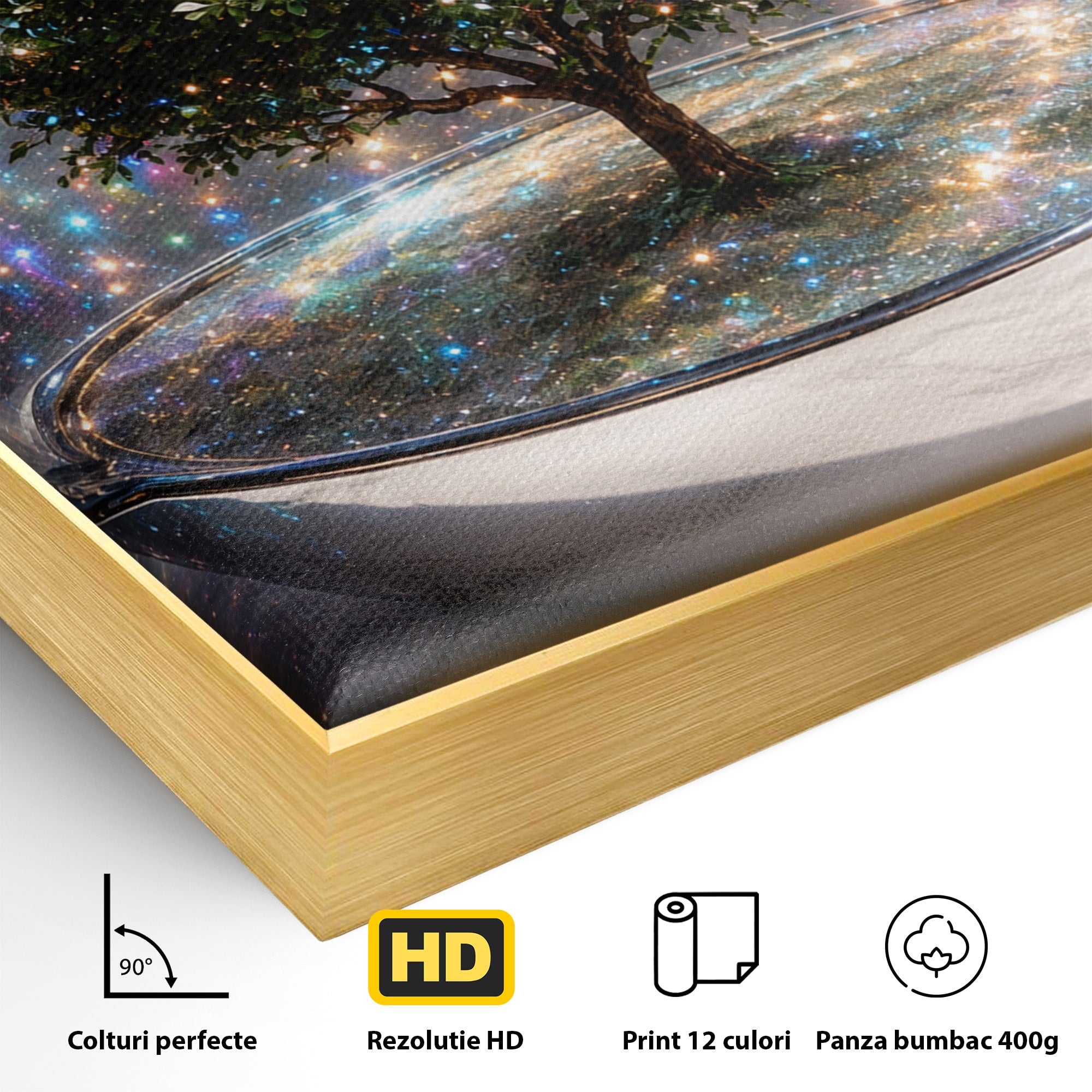 Tablou Canvas Premium LuxCanva® A1896, Copacul Cosmic, Copac, Univers, Sticla, Living, Dormitor, Fantezie, Culori Vibrante