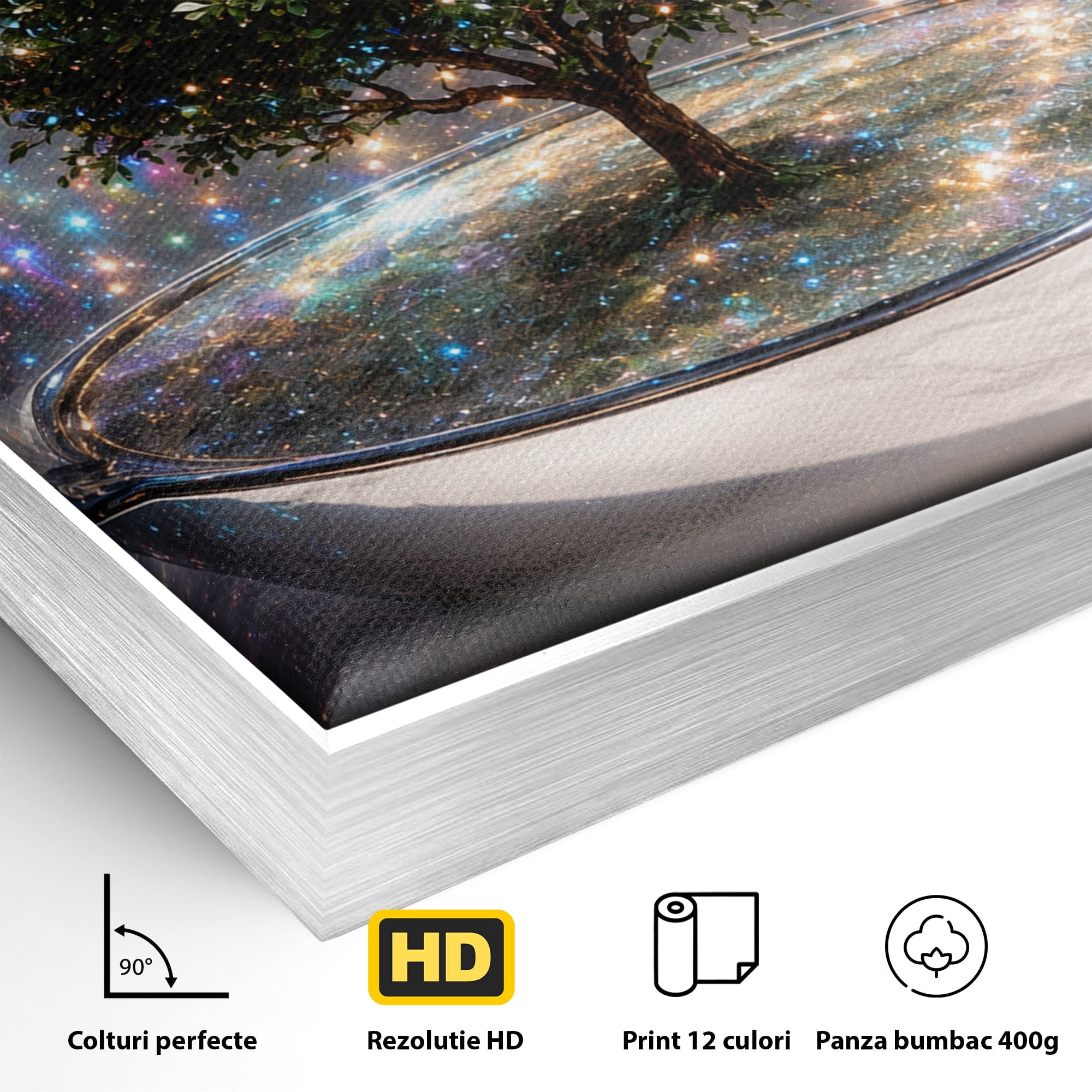 Tablou Canvas Premium LuxCanva® A1896, Copacul Cosmic, Copac, Univers, Sticla, Living, Dormitor, Fantezie, Culori Vibrante