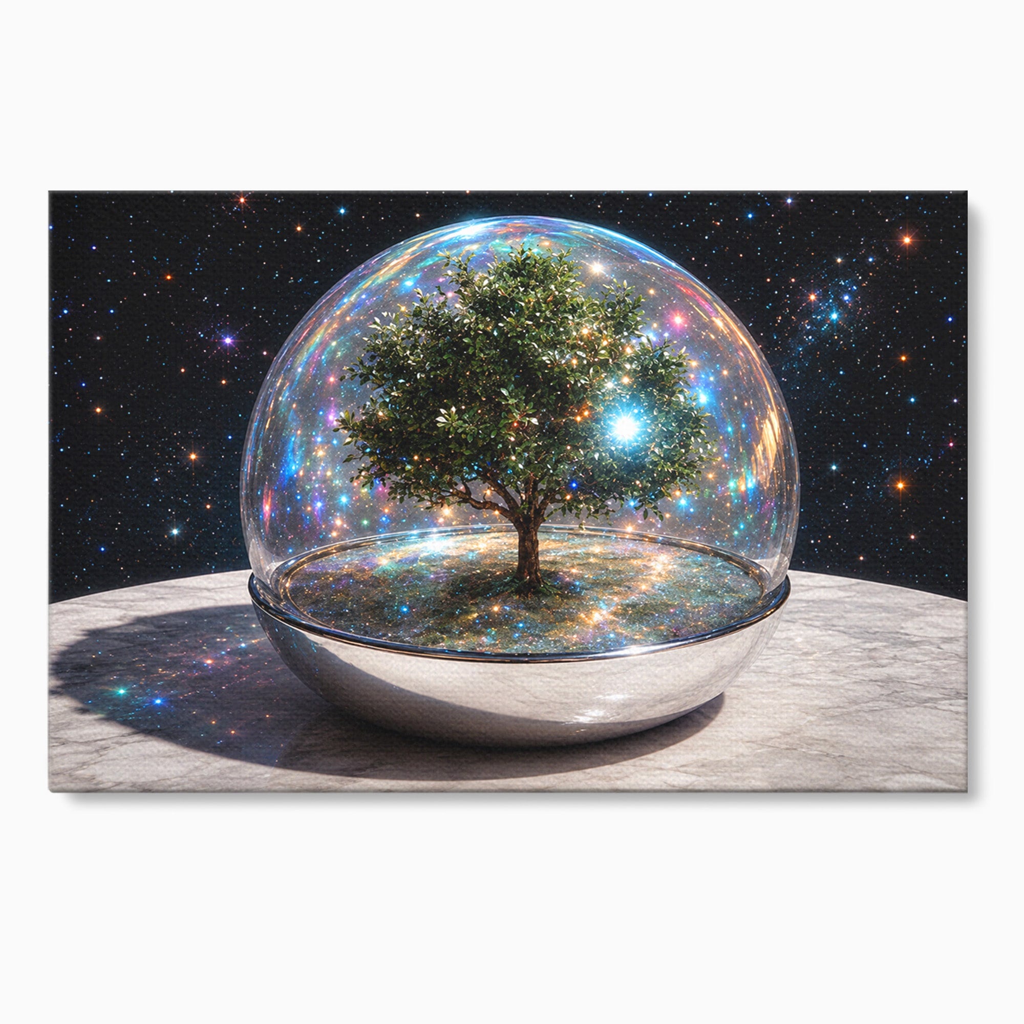 Tablou Canvas Premium LuxCanva® A1896, Copacul Cosmic, Copac, Univers, Sticla, Living, Dormitor, Fantezie, Culori Vibrante