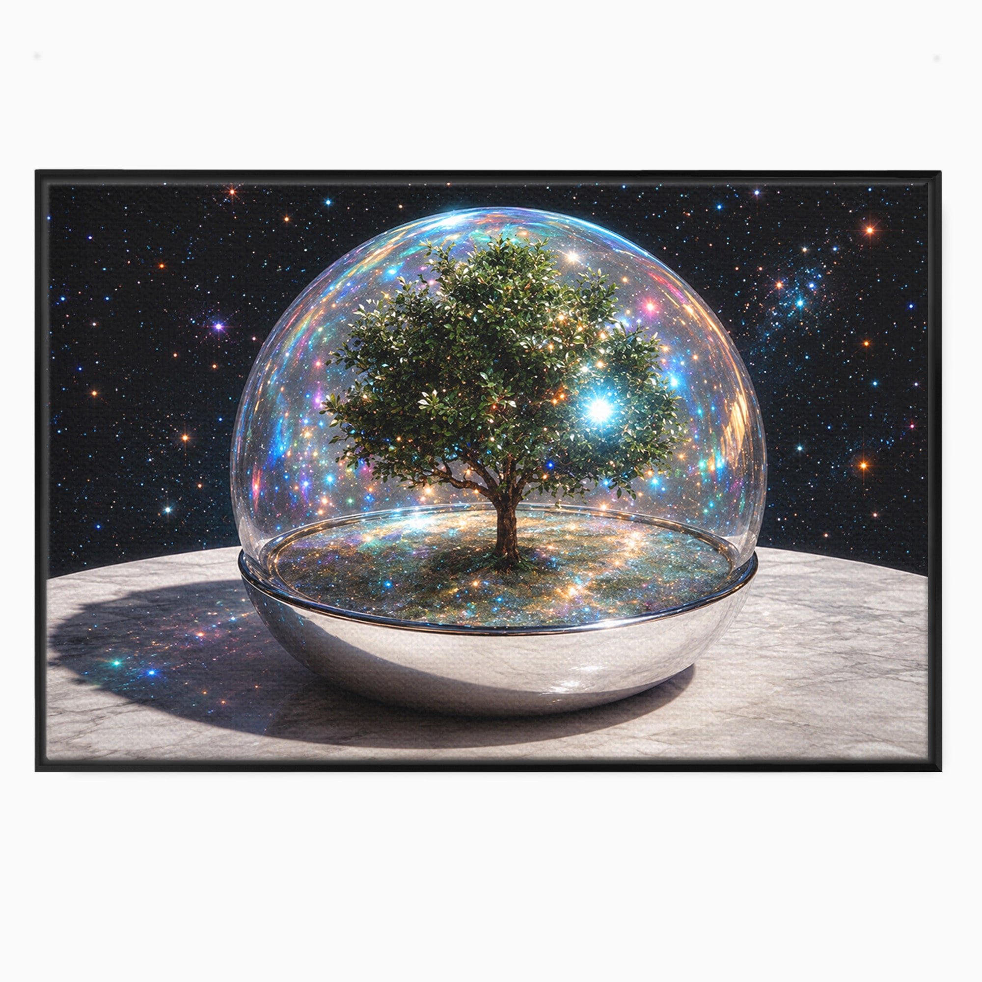 Tablou Canvas Premium LuxCanva® A1896, Copacul Cosmic, Copac, Univers, Sticla, Living, Dormitor, Fantezie, Culori Vibrante