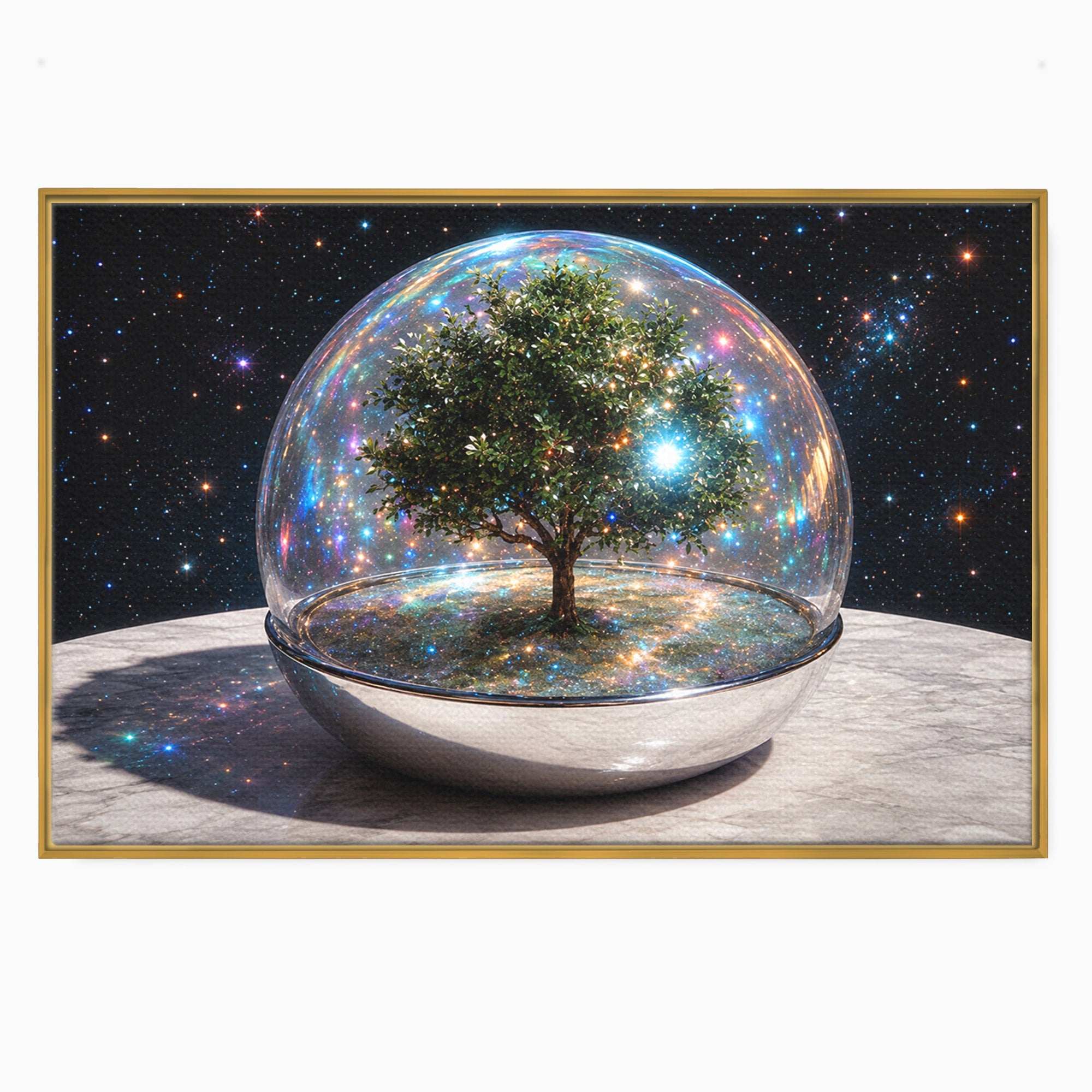 Tablou Canvas Premium LuxCanva® A1896, Copacul Cosmic, Copac, Univers, Sticla, Living, Dormitor, Fantezie, Culori Vibrante