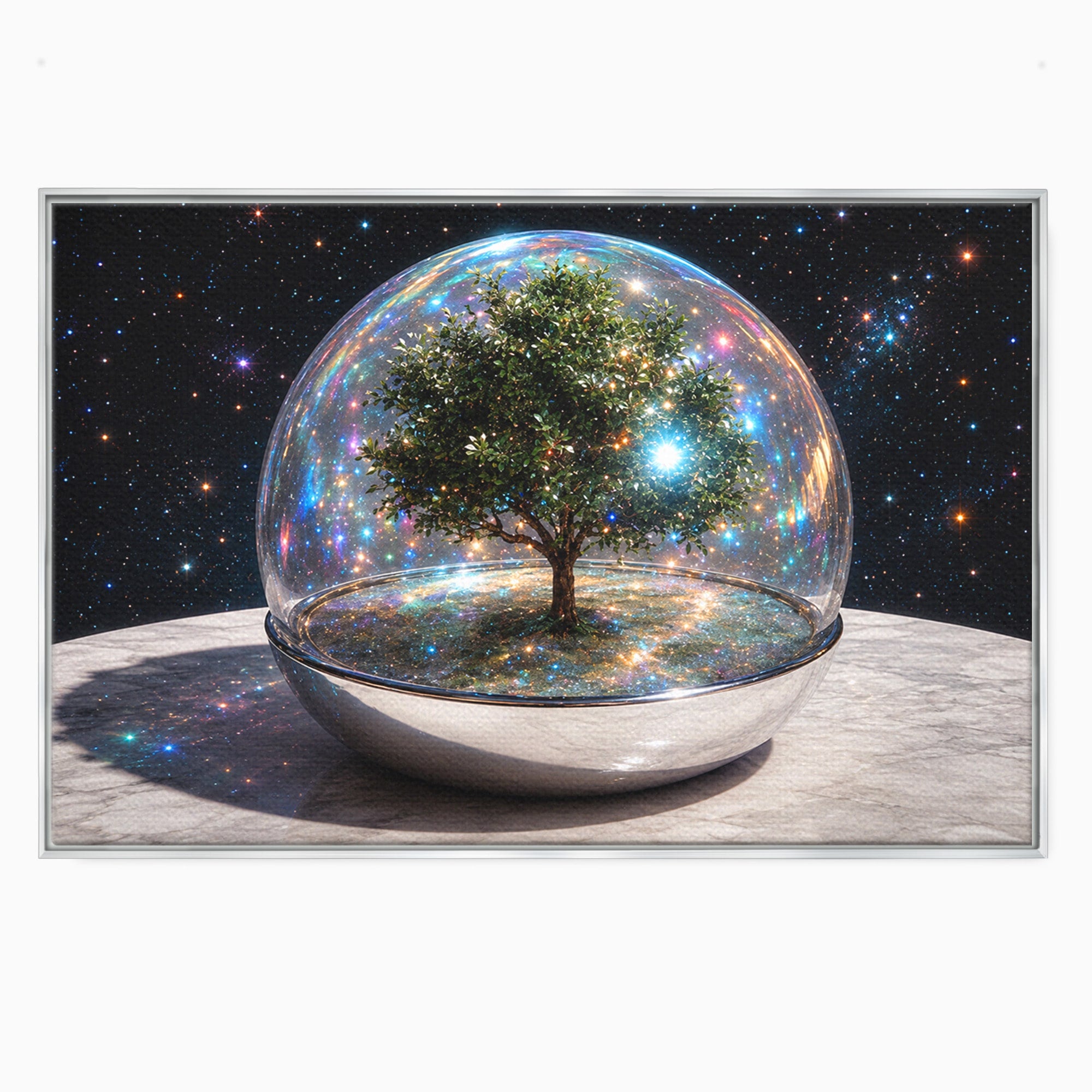 Tablou Canvas Premium LuxCanva® A1896, Copacul Cosmic, Copac, Univers, Sticla, Living, Dormitor, Fantezie, Culori Vibrante
