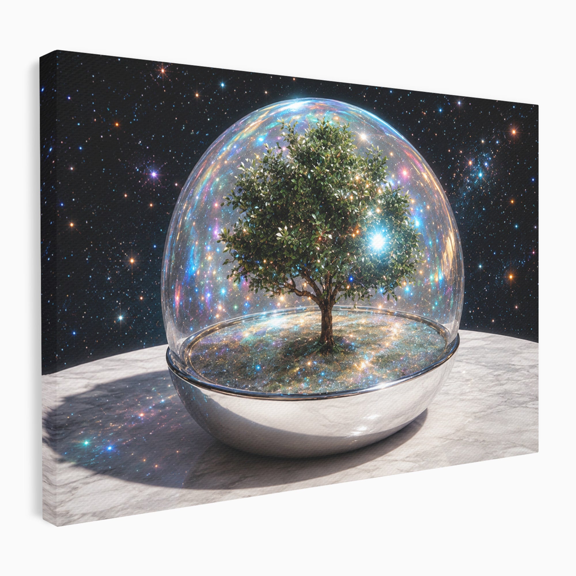 Tablou Canvas Premium LuxCanva® A1896, Copacul Cosmic, Copac, Univers, Sticla, Living, Dormitor, Fantezie, Culori Vibrante