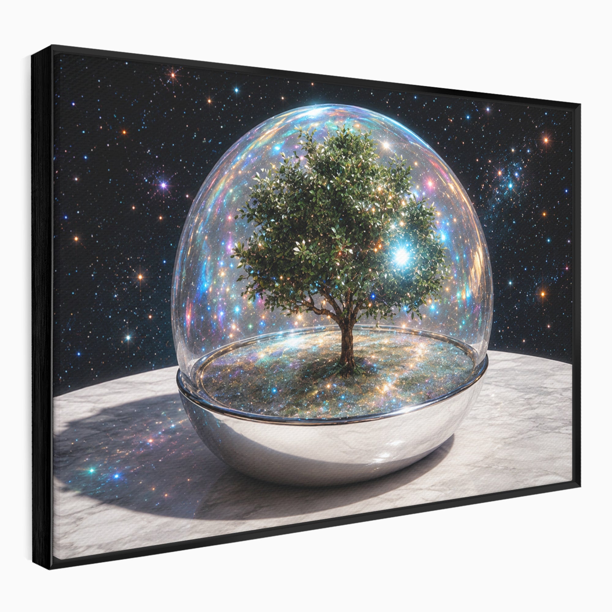 Tablou Canvas Premium LuxCanva® A1896, Copacul Cosmic, Copac, Univers, Sticla, Living, Dormitor, Fantezie, Culori Vibrante