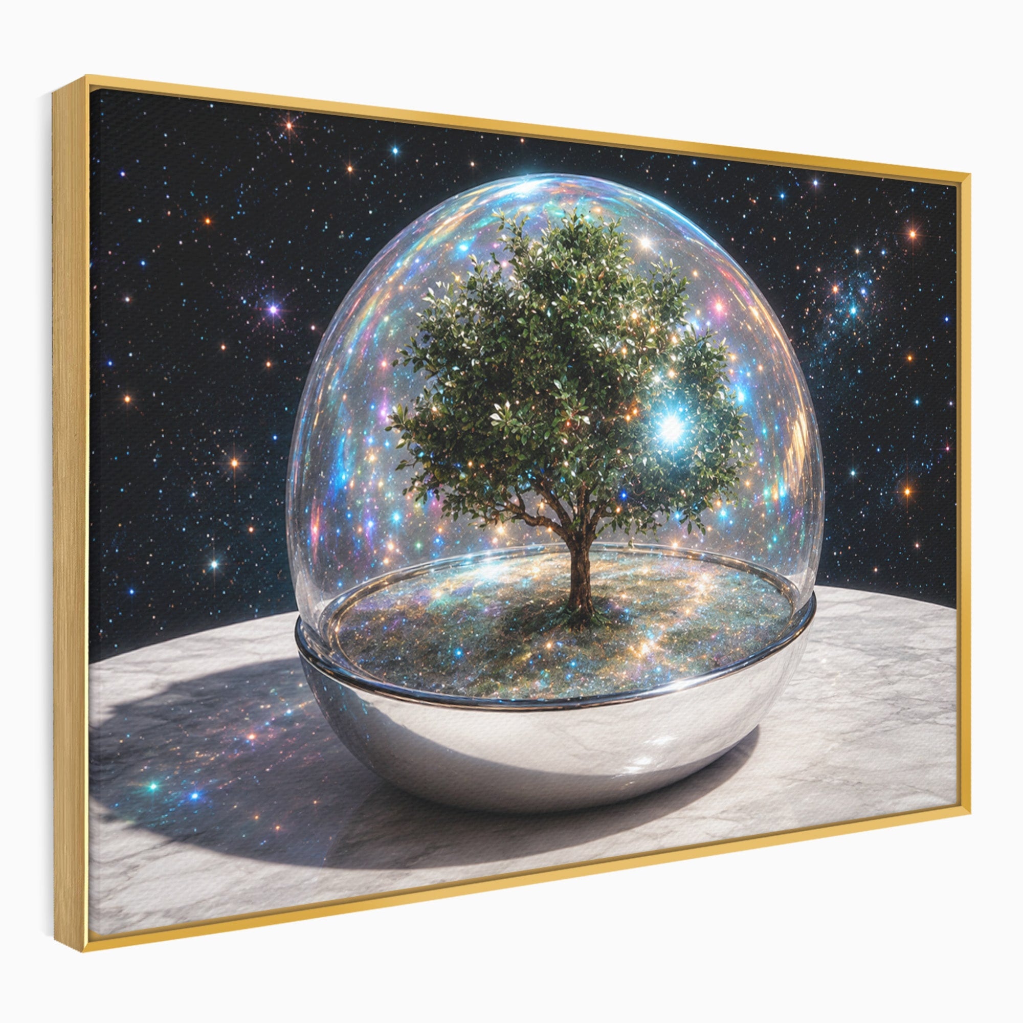 Tablou Canvas Premium LuxCanva® A1896, Copacul Cosmic, Copac, Univers, Sticla, Living, Dormitor, Fantezie, Culori Vibrante