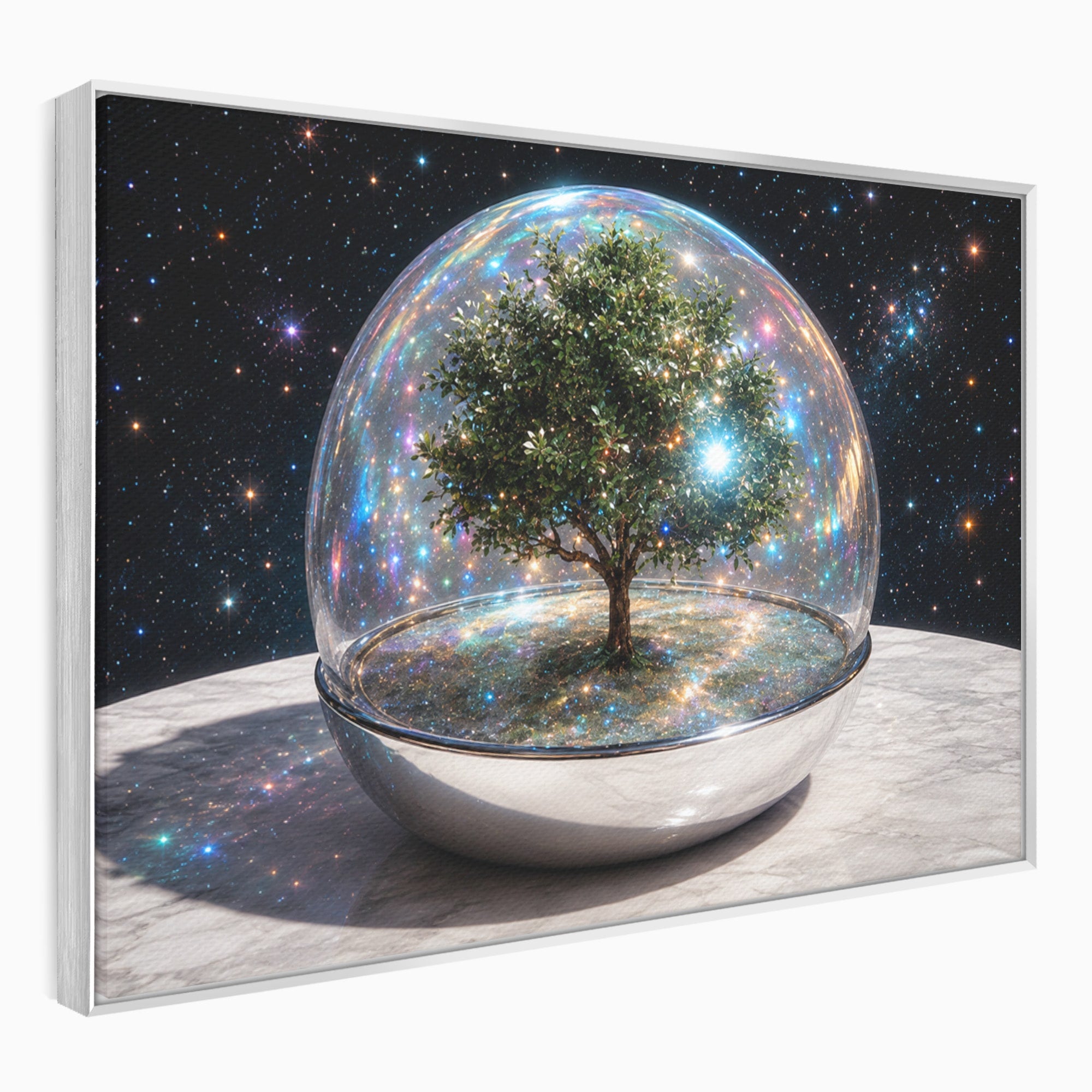 Tablou Canvas Premium LuxCanva® A1896, Copacul Cosmic, Copac, Univers, Sticla, Living, Dormitor, Fantezie, Culori Vibrante