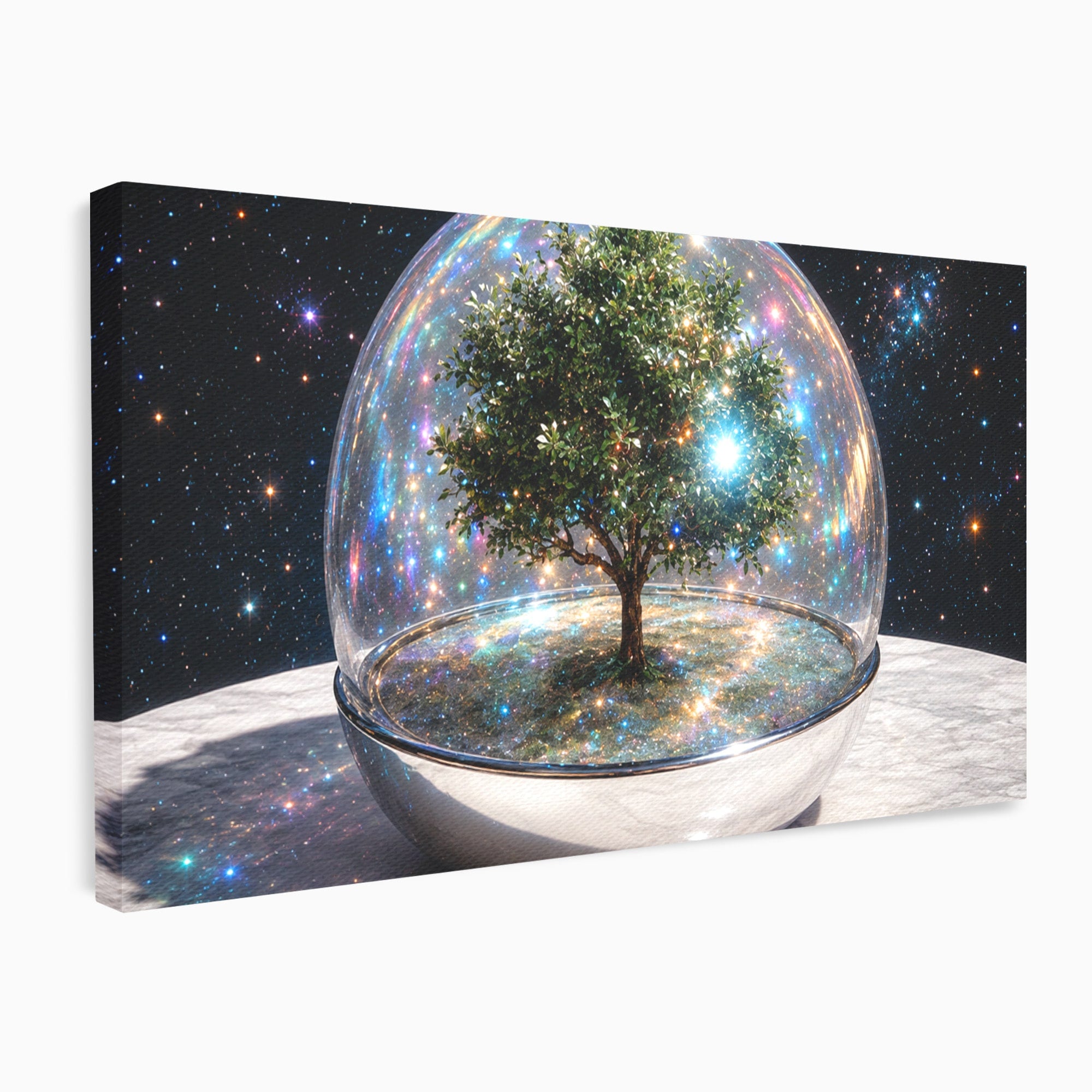 Tablou Canvas Premium LuxCanva® A1896, Copacul Cosmic, Copac, Univers, Sticla, Living, Dormitor, Fantezie, Culori Vibrante