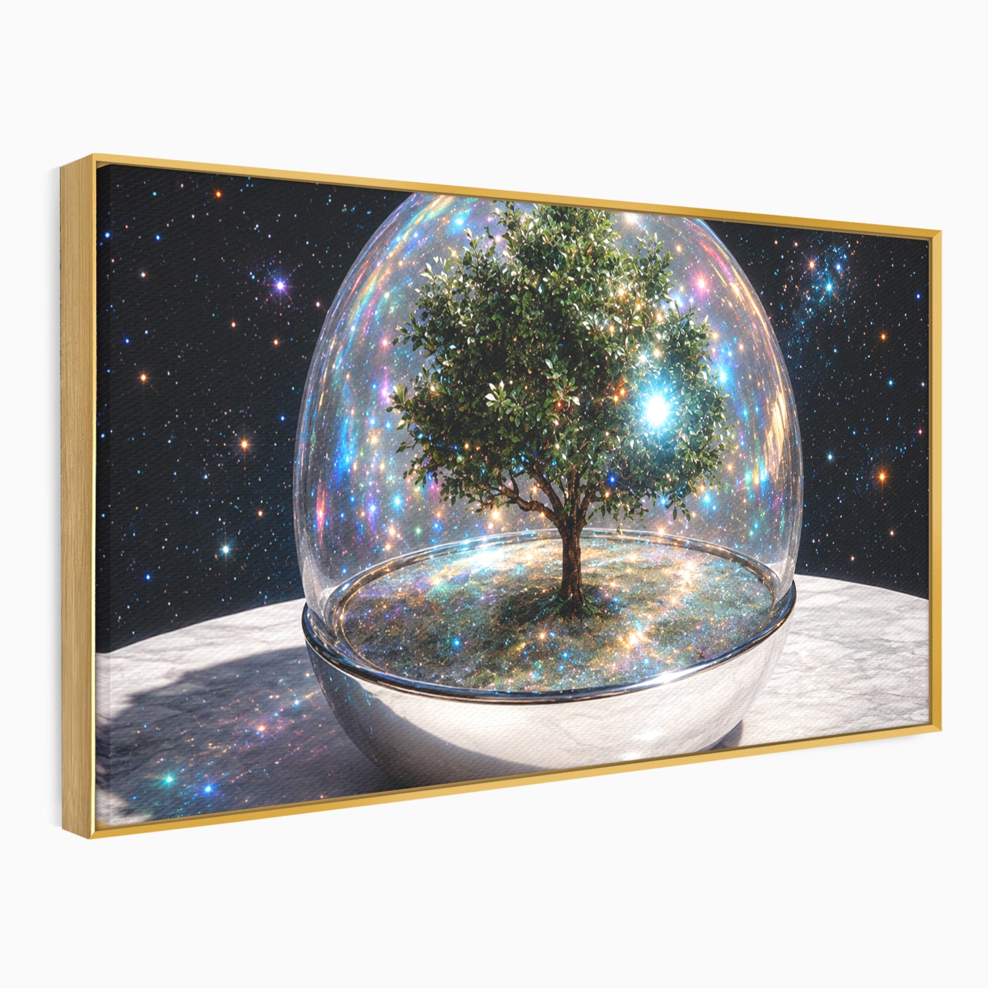 Tablou Canvas Premium LuxCanva® A1896, Copacul Cosmic, Copac, Univers, Sticla, Living, Dormitor, Fantezie, Culori Vibrante
