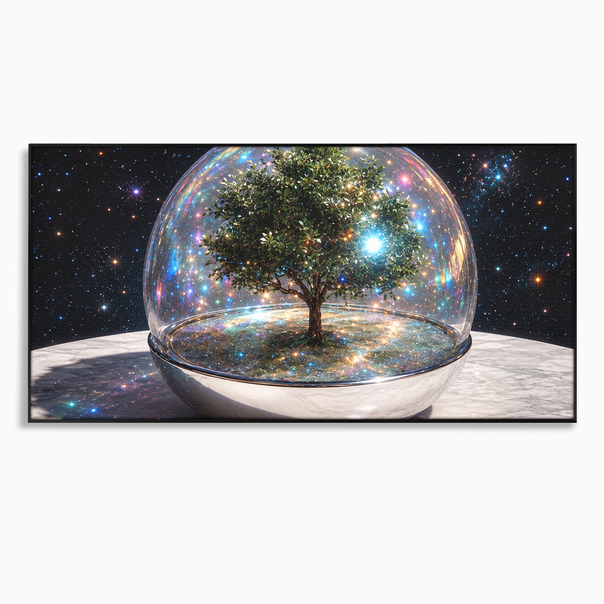 Tablou Canvas Premium LuxCanva® A1896, Copacul Cosmic, Copac, Univers, Sticla, Living, Dormitor, Fantezie, Culori Vibrante