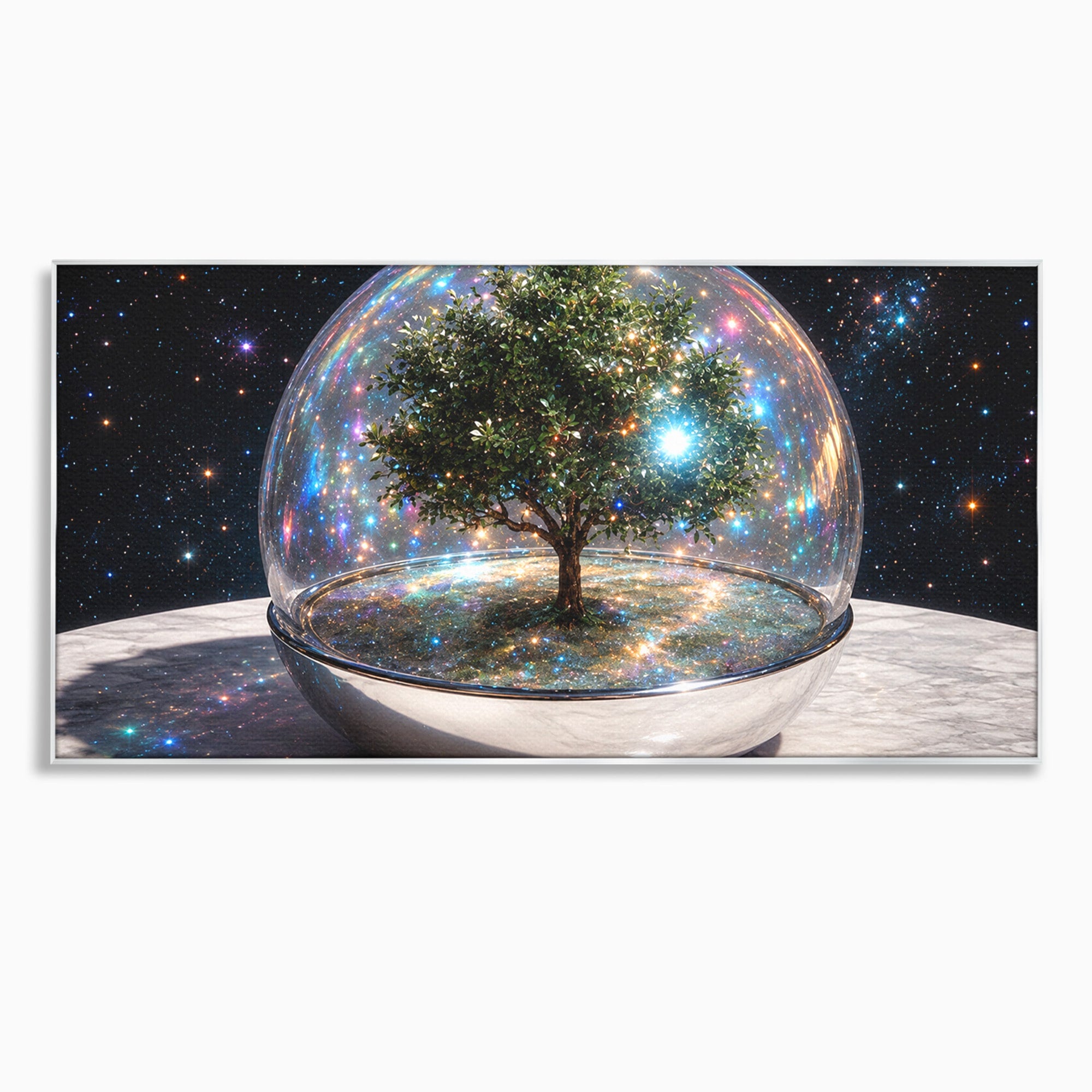 Tablou Canvas Premium LuxCanva® A1896, Copacul Cosmic, Copac, Univers, Sticla, Living, Dormitor, Fantezie, Culori Vibrante