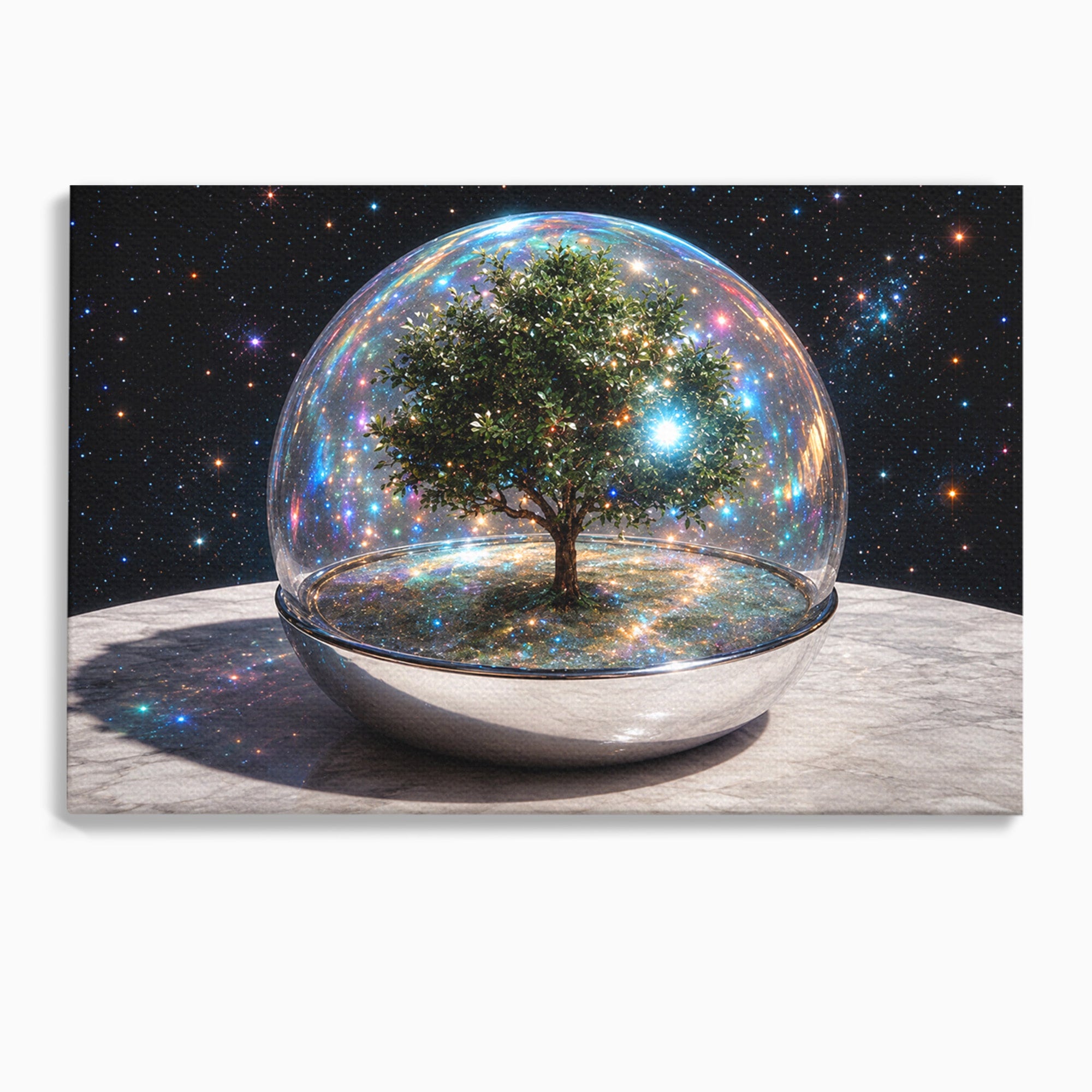Tablou Canvas Premium LuxCanva® A1896, Copacul Cosmic, Copac, Univers, Sticla, Living, Dormitor, Fantezie, Culori Vibrante