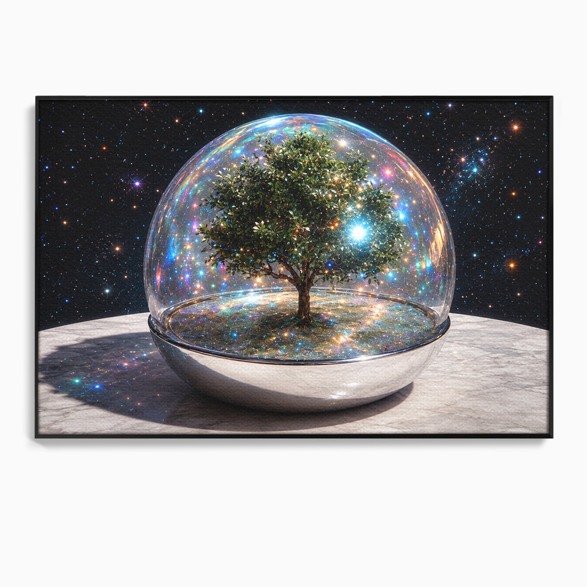 Tablou Canvas Premium LuxCanva® A1896, Copacul Cosmic, Copac, Univers, Sticla, Living, Dormitor, Fantezie, Culori Vibrante