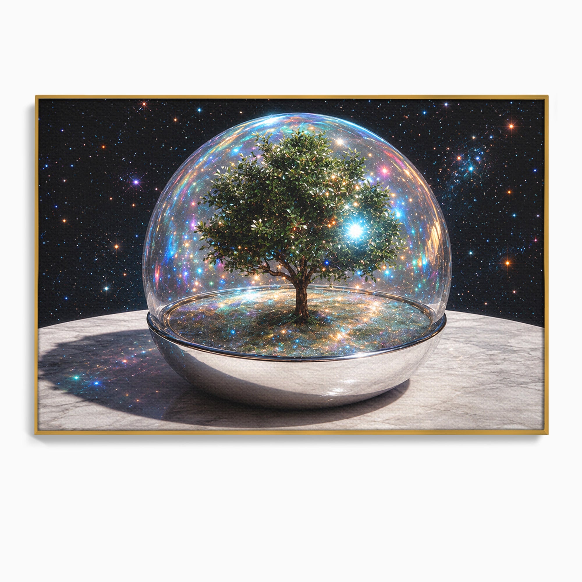 Tablou Canvas Premium LuxCanva® A1896, Copacul Cosmic, Copac, Univers, Sticla, Living, Dormitor, Fantezie, Culori Vibrante