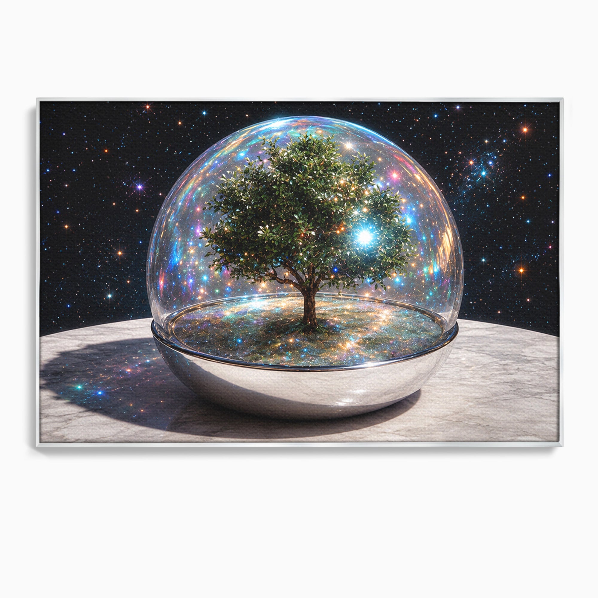 Tablou Canvas Premium LuxCanva® A1896, Copacul Cosmic, Copac, Univers, Sticla, Living, Dormitor, Fantezie, Culori Vibrante