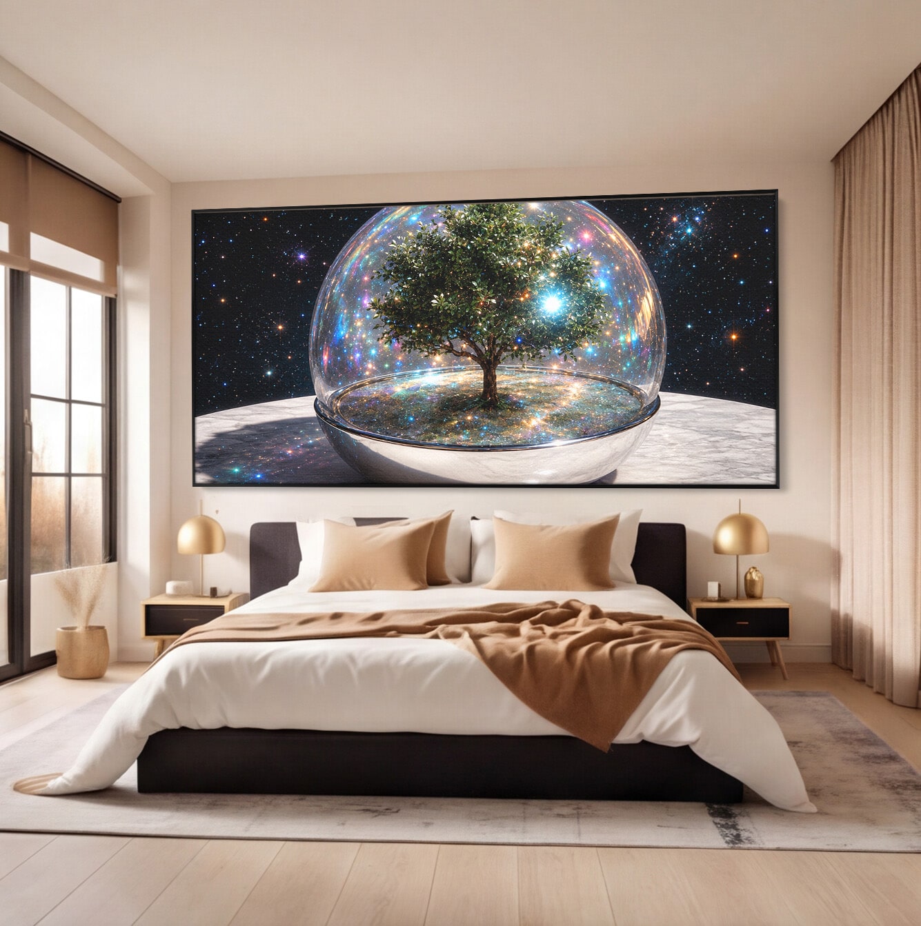 Tablou Canvas Premium LuxCanva® A1896, Copacul Cosmic, Copac, Univers, Sticla, Living, Dormitor, Fantezie, Culori Vibrante