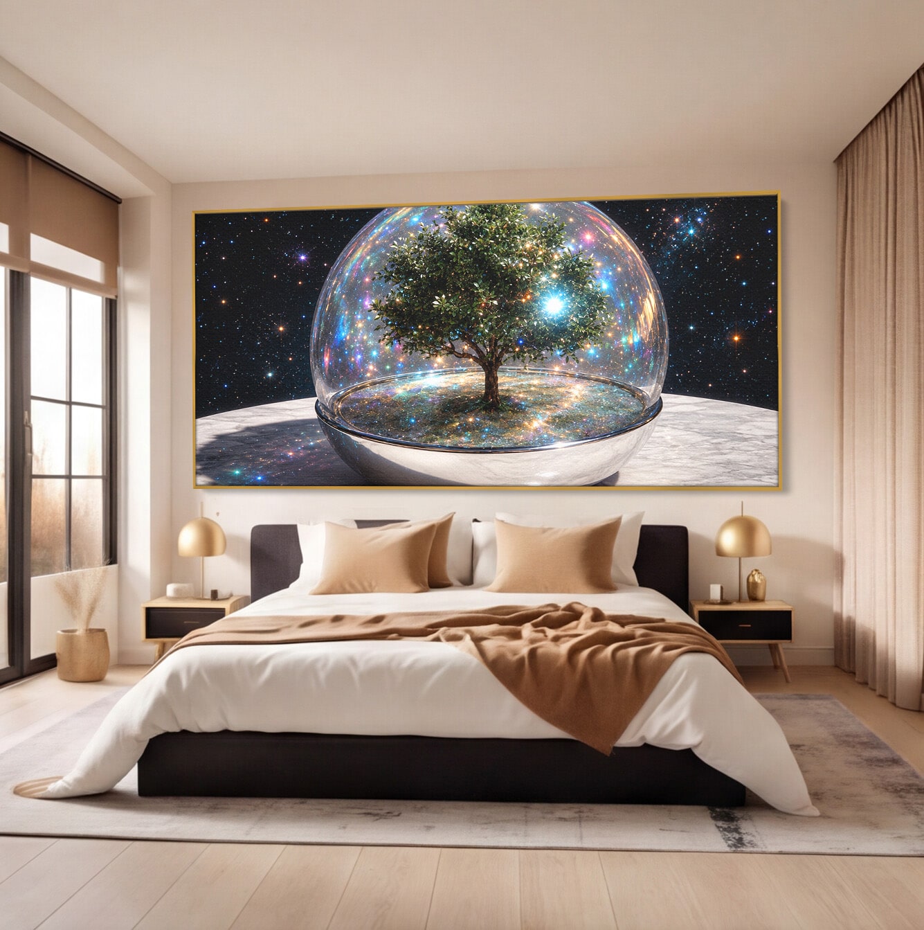 Tablou Canvas Premium LuxCanva® A1896, Copacul Cosmic, Copac, Univers, Sticla, Living, Dormitor, Fantezie, Culori Vibrante