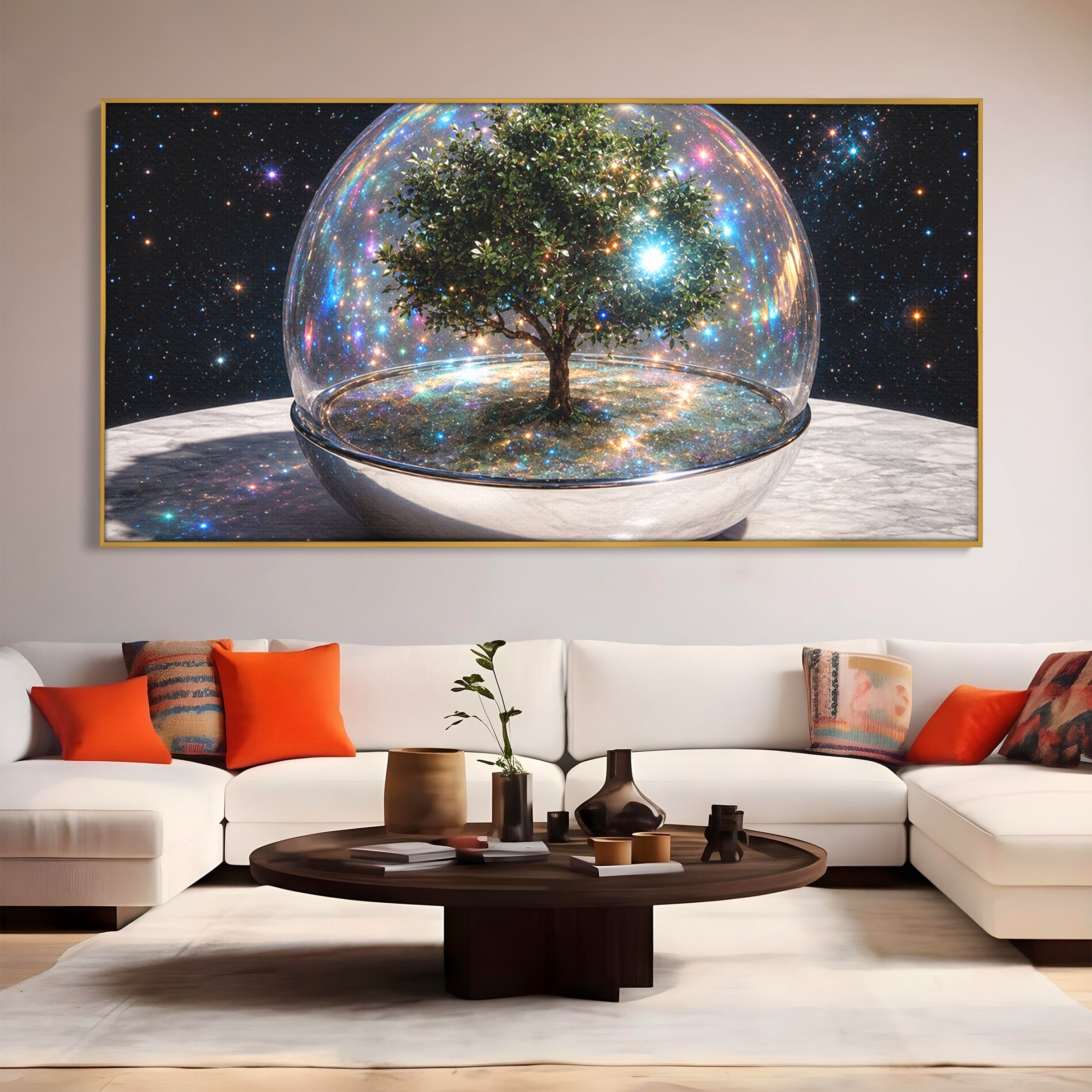 Tablou Canvas Premium LuxCanva® A1896, Copacul Cosmic, Copac, Univers, Sticla, Living, Dormitor, Fantezie, Culori Vibrante