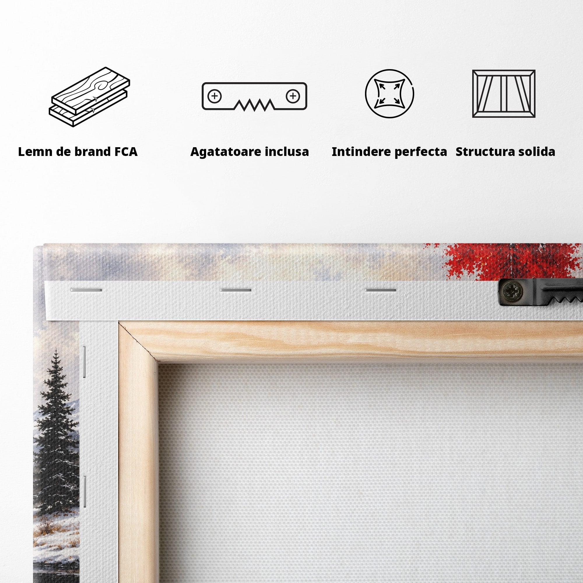 Tablou Canvas Premium LuxCanva® A1897, Armonie De Iarna, Peisaj, Iarna, Munte, Lac, Living, Natura, Culori Vibrante