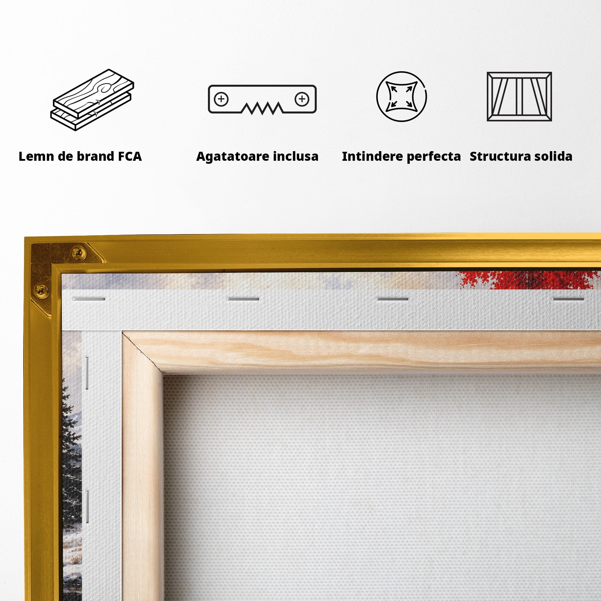 Tablou Canvas Premium LuxCanva® A1897, Armonie De Iarna, Peisaj, Iarna, Munte, Lac, Living, Natura, Culori Vibrante